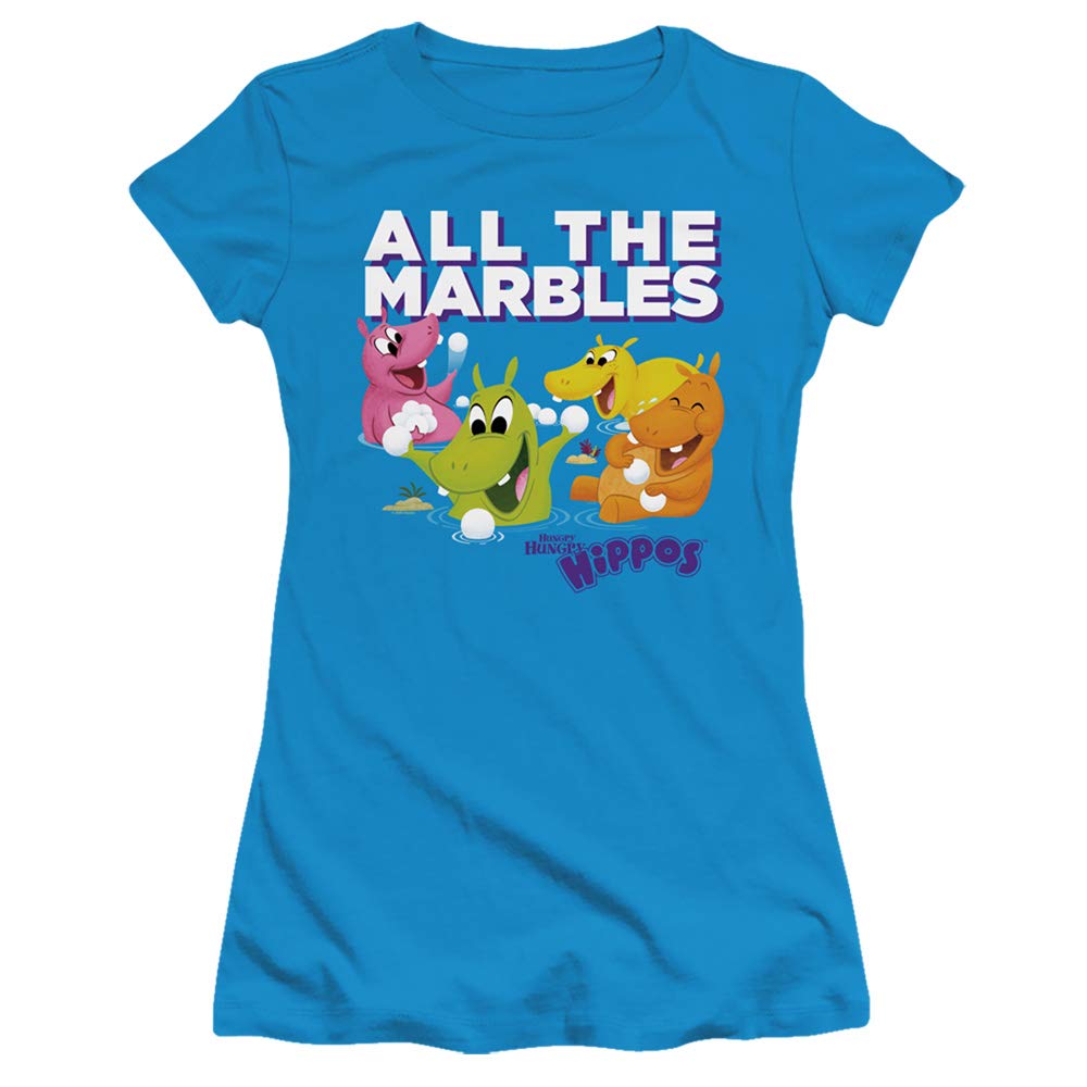 Hungry Hungry Hippos All The Marbles Juniors' Sheer Fitted T-Shirt | Cute Graphic Tee for Girls | Perfect for Playdates & Game Nights