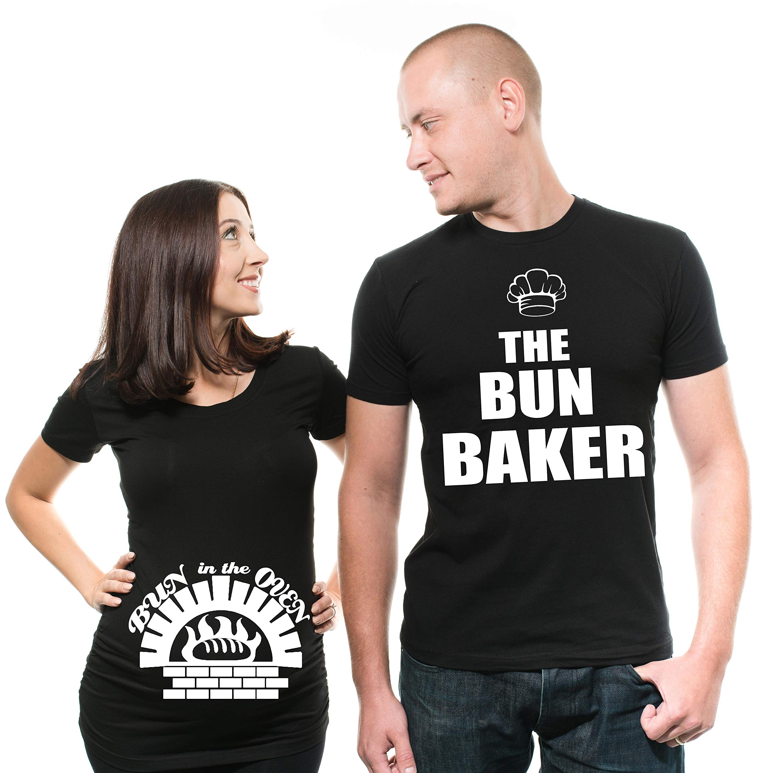 Bun in The Oven Maternity T-Shirt for Couples - Funny Pregnancy Announcement Shirt for Mom & Dad - Perfect for Baby Showers & Gender Reveals