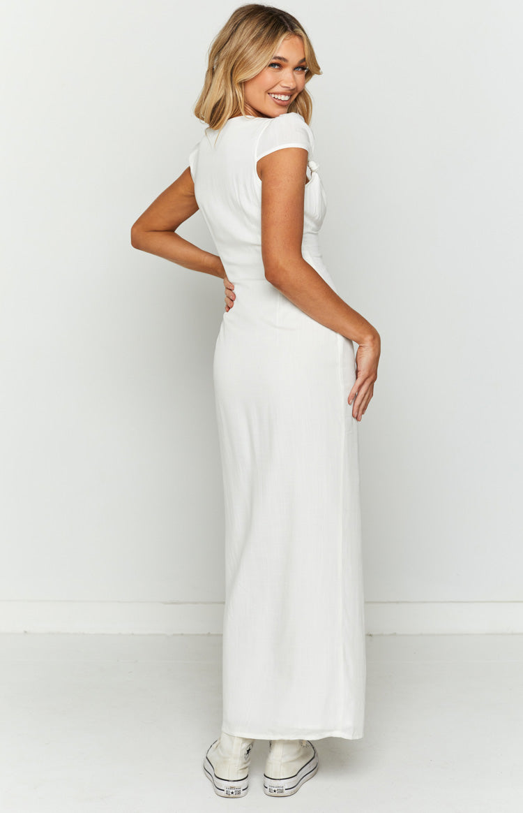 Amara Women's White Button Up Midi Dress - Elegant Casual Office Wear & Summer Party Outfit