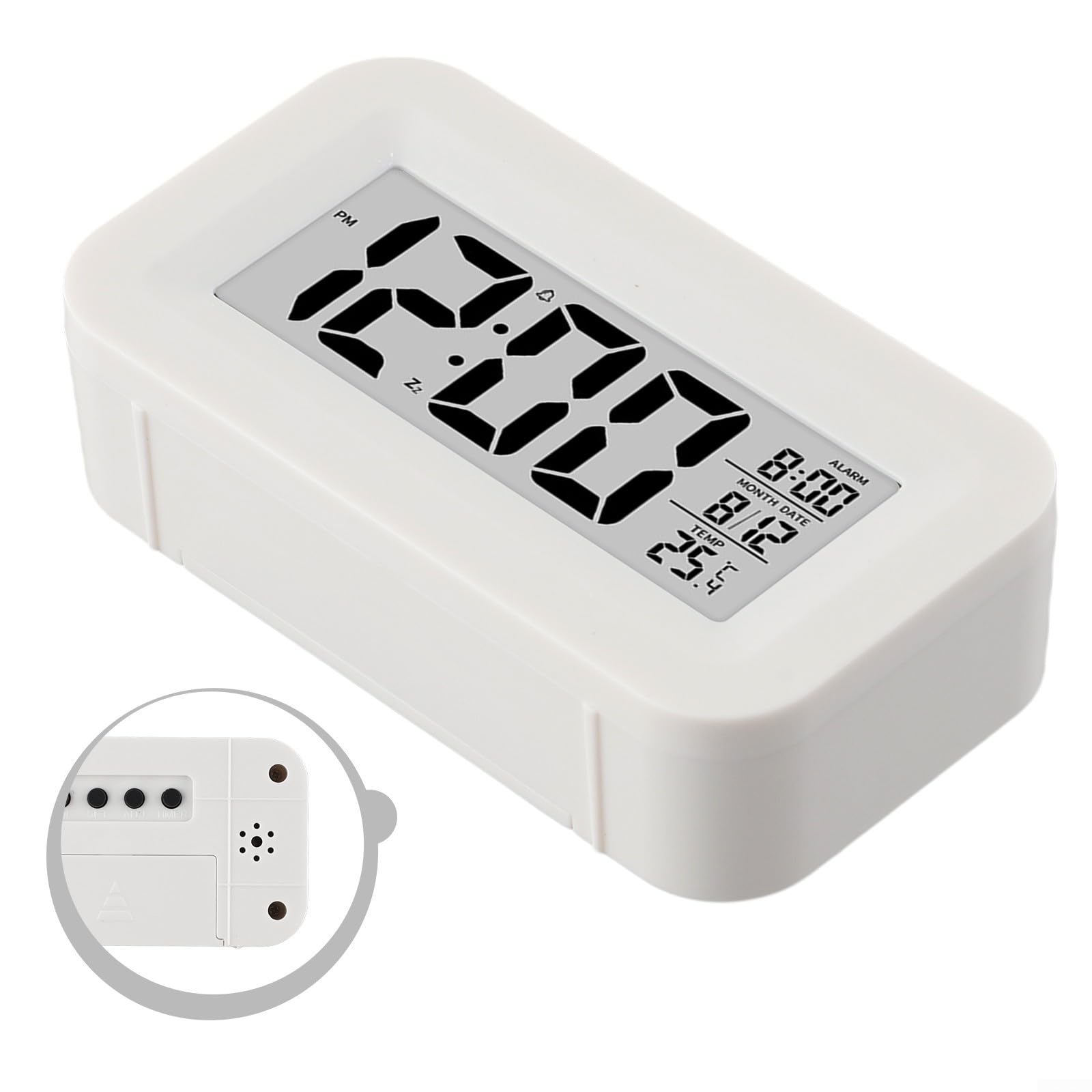 Smart Temperature Detection Alarm with Vibrant Color Options & Gradual Sound Alert - Perfect for Home, Office, and Travel Use (White)