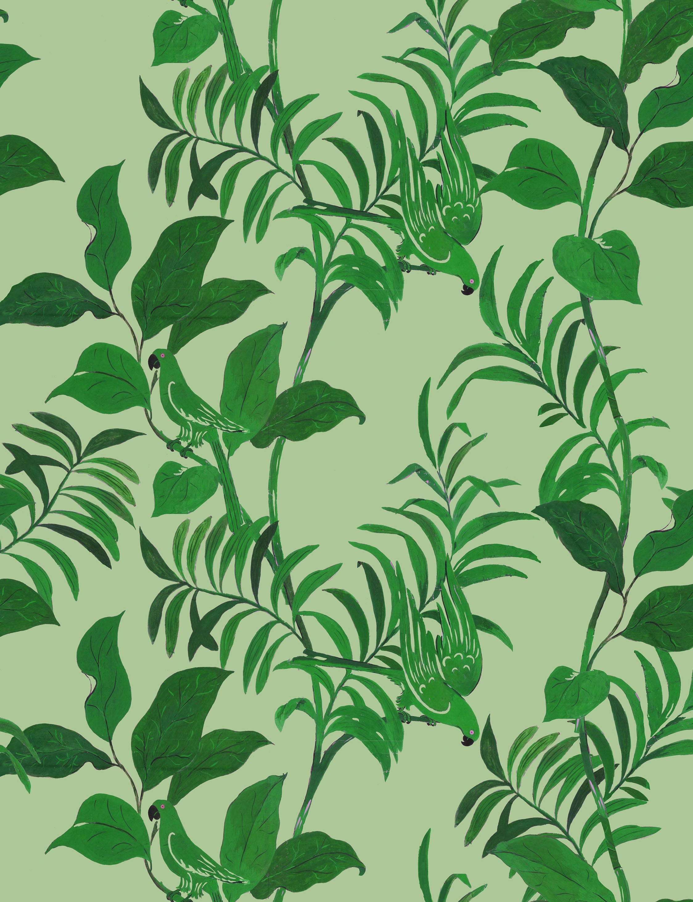 Paule Marrot Green Birds Wallpaper - Vintage Botanical Peel & Stick Wallpaper for Bedroom, Nursery, or Living Room Decor