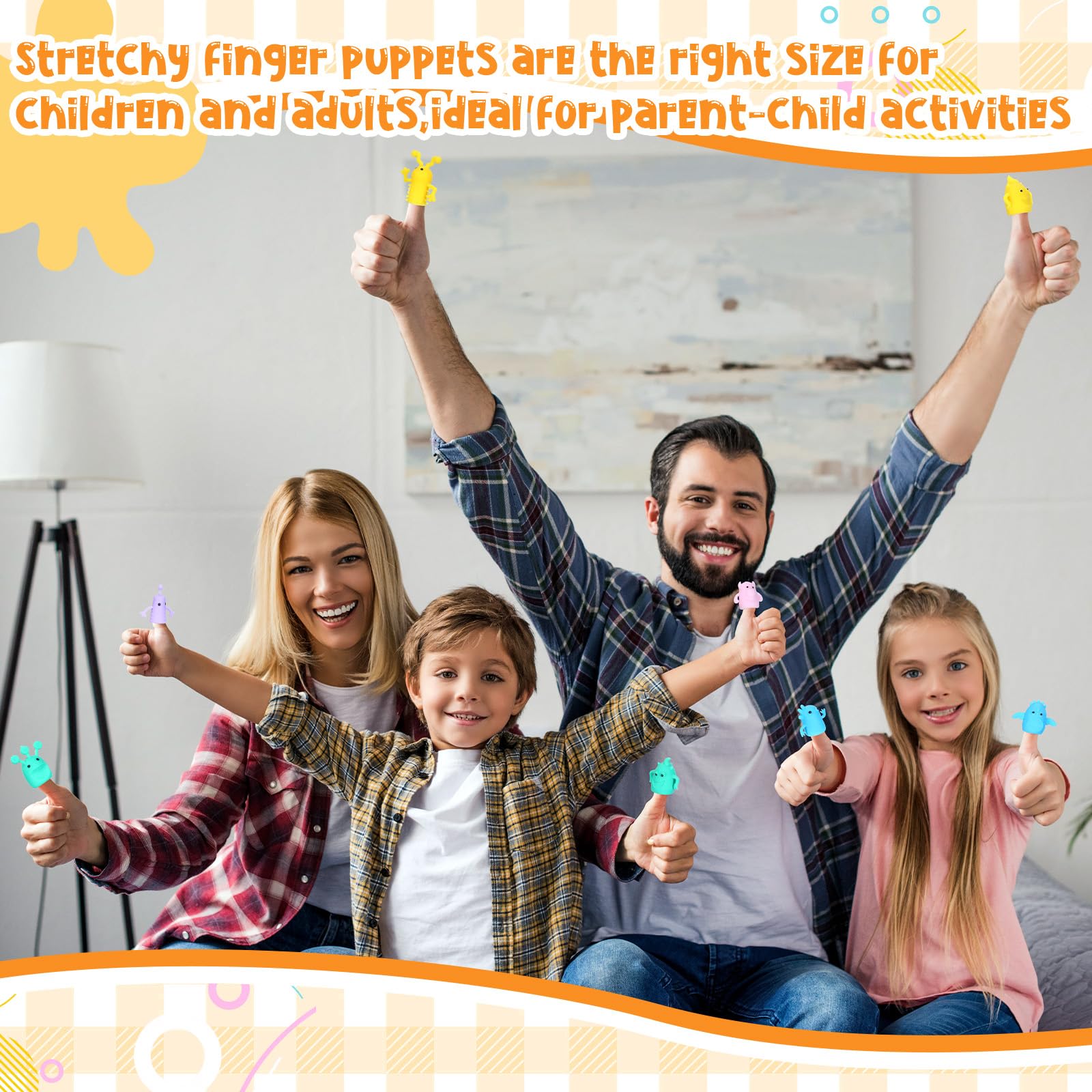 80 Pcs Cute Monster Finger Puppets - Soft Stretchy Rubber Fidget Toys for Kids, Party Favors & Role Play - 13 Random Styles (Halloween, Classroom, Storytelling, Sensory Play)