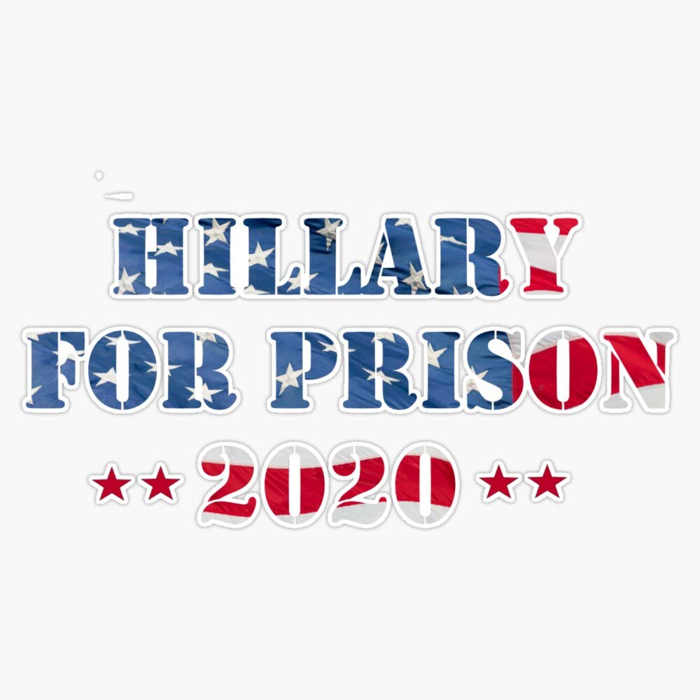 Hillary for Prison 2020 American Flag & Stars Vinyl Stickers - Waterproof Decal for Car, Laptop, Bumper (5 Inch) - Perfect for Political Supporters, Protest Signs & Patriotic Decor