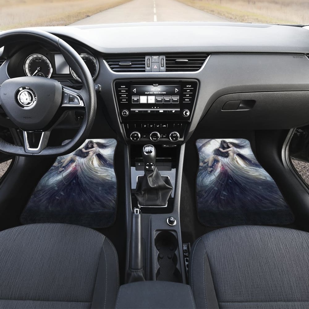 Gothic Grim Reaper Skull and Girl Car Floor Mats - Premium Custom Fit Auto Accessories for Halloween, Cosplay, and Dark Theme Car Decor
