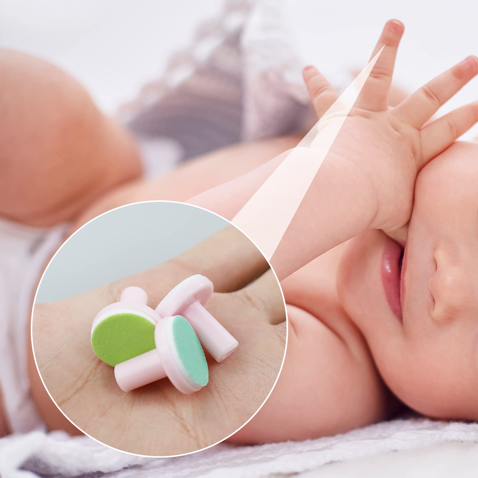 12-Piece Baby Nail File Replacement Pads - Electric Nail Grinding Heads for Standard Baby Nail Trimmer - Safe for Newborn, Infant & Toddler - Gentle Nail Care for Sensitive Skin - Perfect for Home Use and Travel