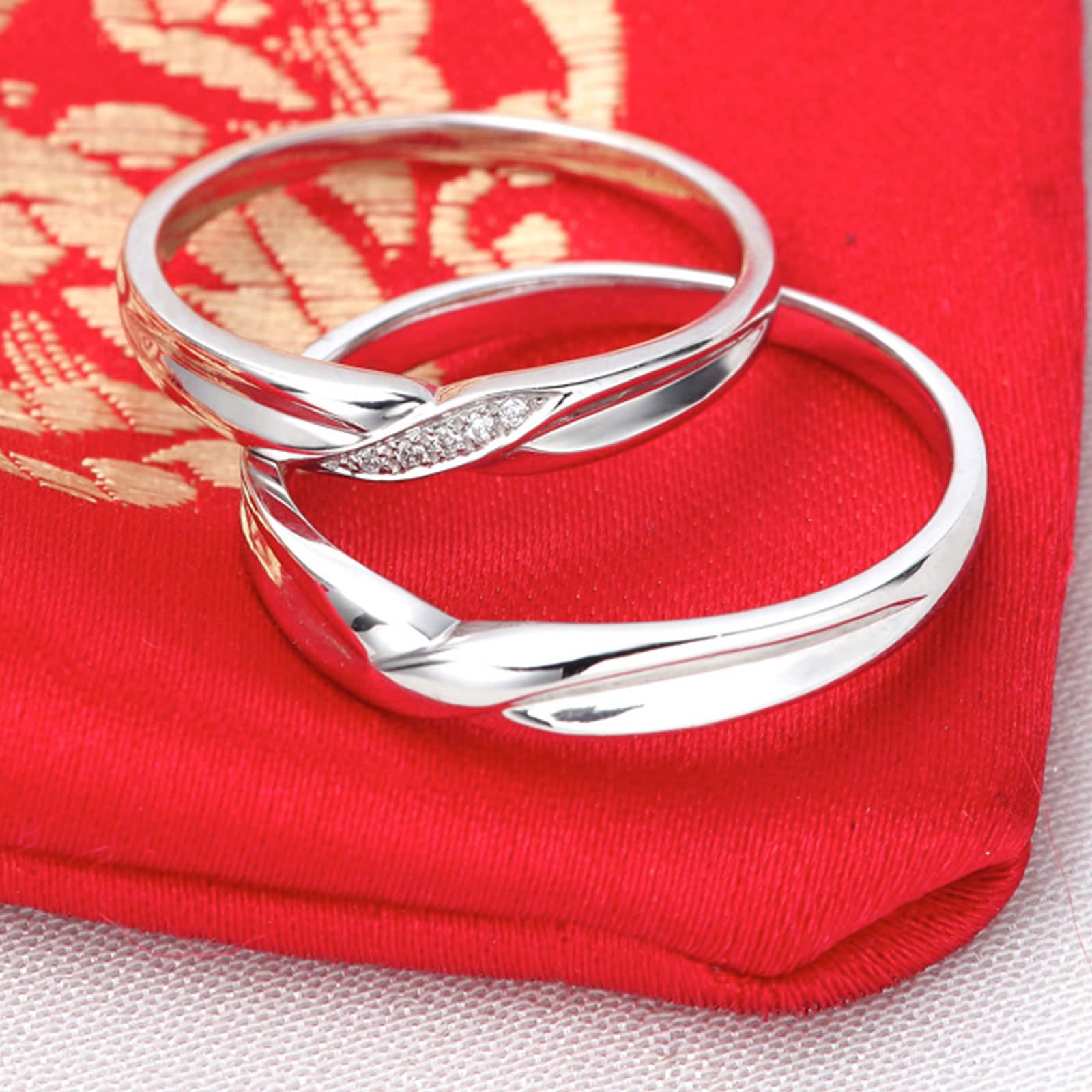 Diamond Matching Couples Rings for Him and Her - Sterling Silver/10K/14K/18K Gold Wedding Promise Rings with Free Engraving | Perfect for Anniversaries, Engagements & Romantic Gifts
