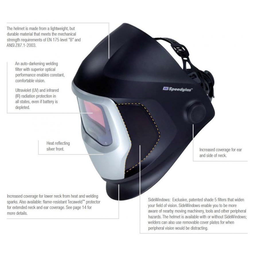 3M Speedglas Welding Helmet 9100FX with Auto Darkening Filter 9100X (06-0600-20SW) - Professional Welding Protection for Construction, Metalwork & DIY Projects