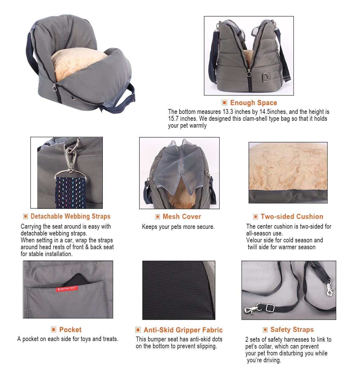 Soft-Sided Pet Carrier Bag - Padded Car Seat with Fluffy Cushion & Breathable Mesh Cover for Small Dogs & Cats | Perfect for Travel, Vet Visits & Road Trips