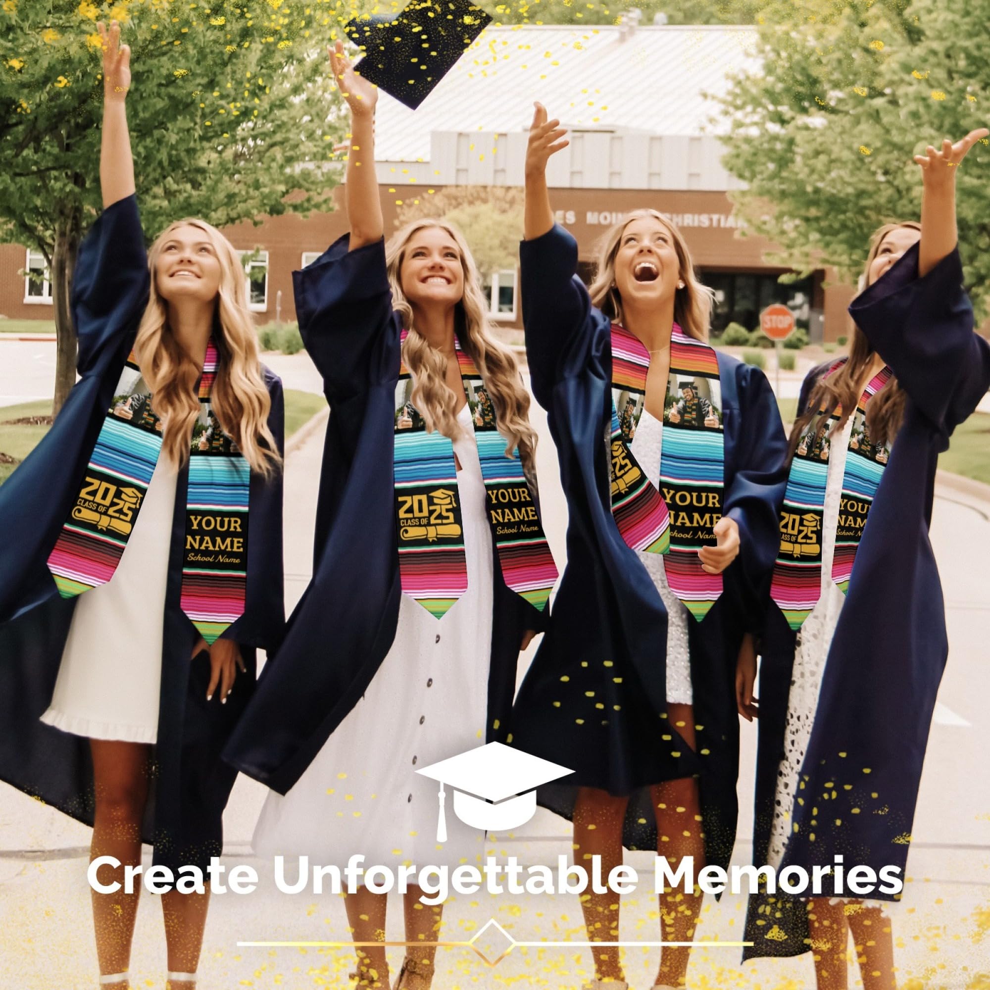 Custom Graduation Stole - Personalized Photo Graduation Sash for High School & College Ceremonies - Perfect for Graduation Gifts & Keepsakes
