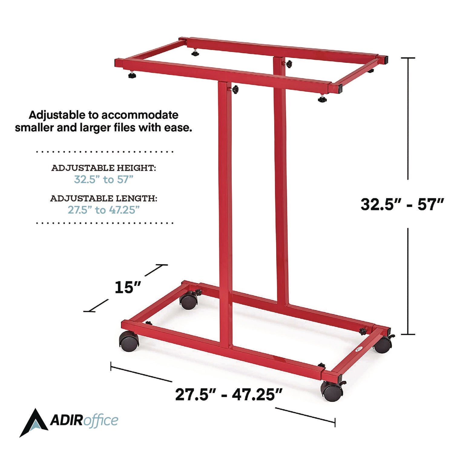 AdirOffice Blueprint Storage Cabinet - Steel Vertical Plan Holder for Large Documents 15x27 to 47.25x57 Inches - Red (Perfect for Architects, Engineers & Construction Sites)