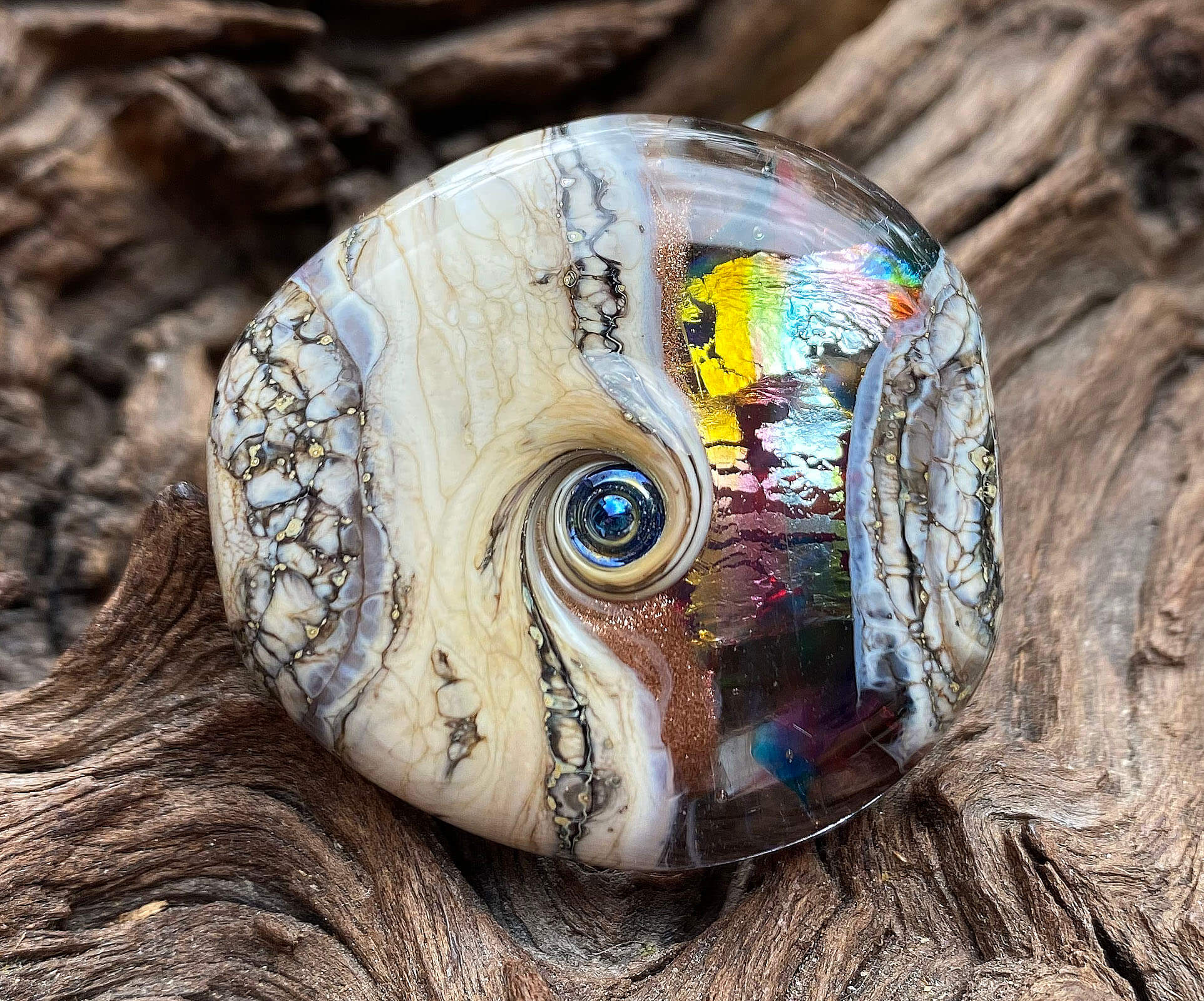 Pastel Silver Organic Lampwork Focal Bead SRA - Handmade Glass Beads for Jewelry Making, DIY Crafts & Home Decor - Perfect for Necklaces, Bracelets, and Art Projects