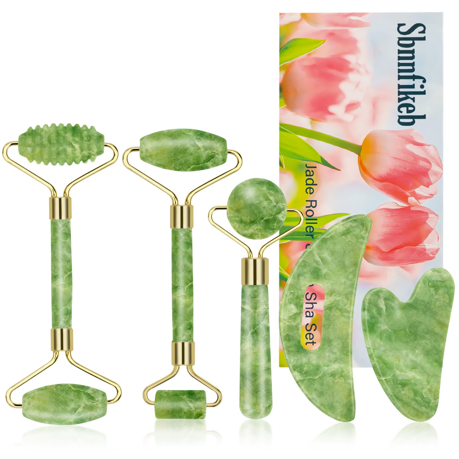 Premium Jade Roller & Gua Sha Set - Natural Facial Massage Tools for Glowing Skin | Rejuvenating Face Roller & Gua Sha Stone | Self Care Kit for Men & Women | Perfect for Relaxation, Lymphatic Drainage & Anti-Aging Skincare Routine