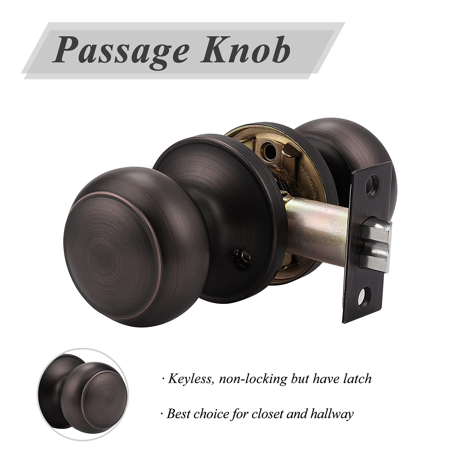 Probrico 5-Pack Privacy & 10-Pack Passage Door Knob Set - Oil Rubbed Bronze Interior Door Handles for Bathroom, Bedroom & Hall Closet - Perfect for Home Renovation & Privacy Enhancement