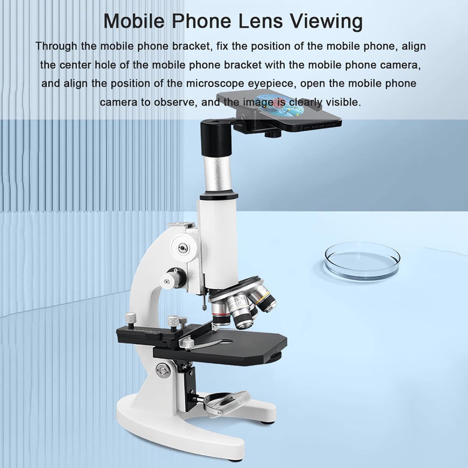 100000X/150000X/200000X HD Biological Microscope with 0-45° Adjustable Viewing Angle & Smartphone Adapter - Professional Lab, School & Home Use for Students, Adults & Hobbyists - Perfect for Biology Studies, Aquaculture Observation & Scientific Research