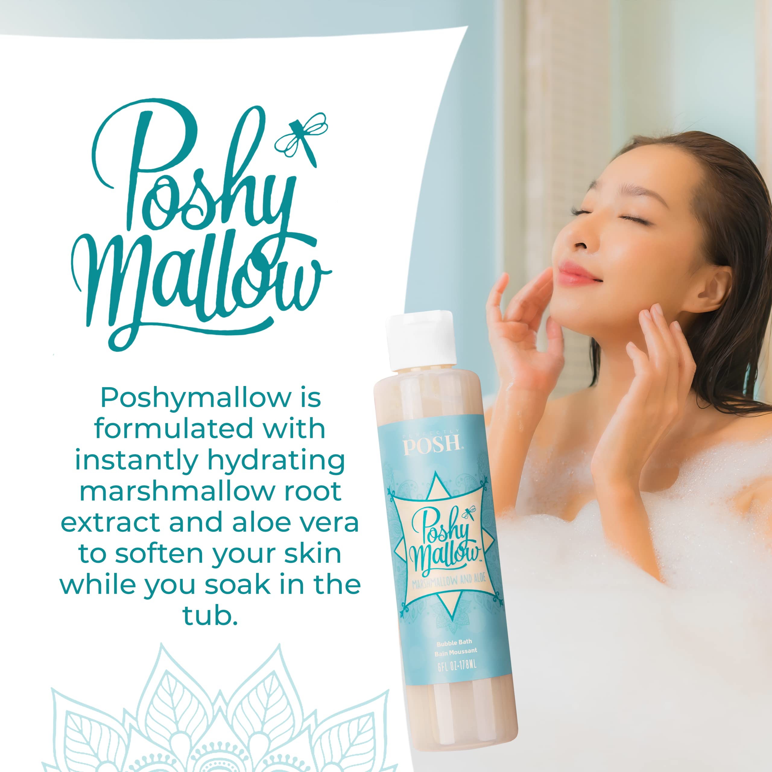 Poshymallow Bubble Bath by Perfectly Posh | Luxurious Foaming Bath for Relaxation & Self-Care | Perfect for Spa Nights, Stress Relief & Gift Giving