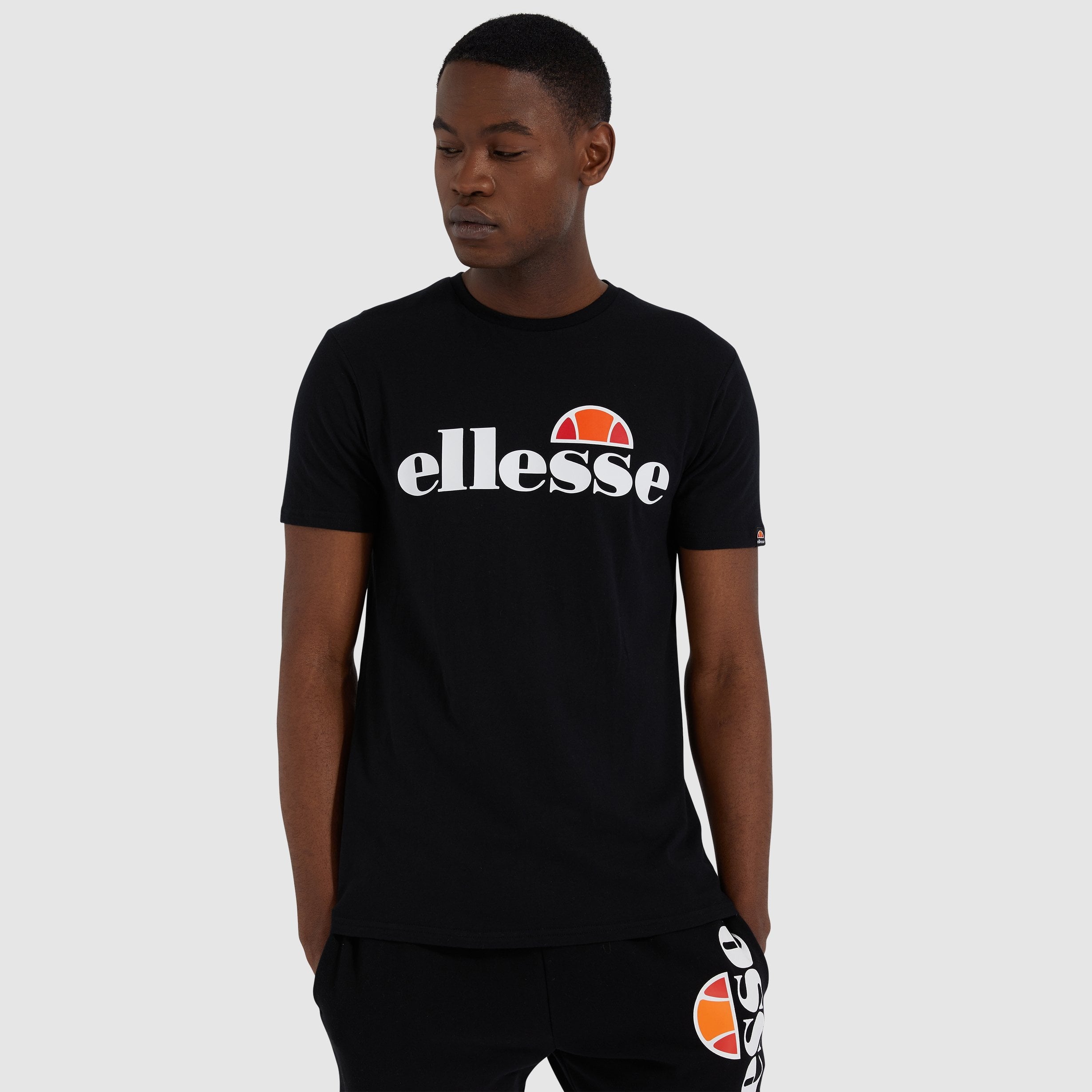 Ellesse Men's Prado Black T-Shirt - Slim Fit Casual Cotton Tee for Everyday Wear, Gym & Street Style