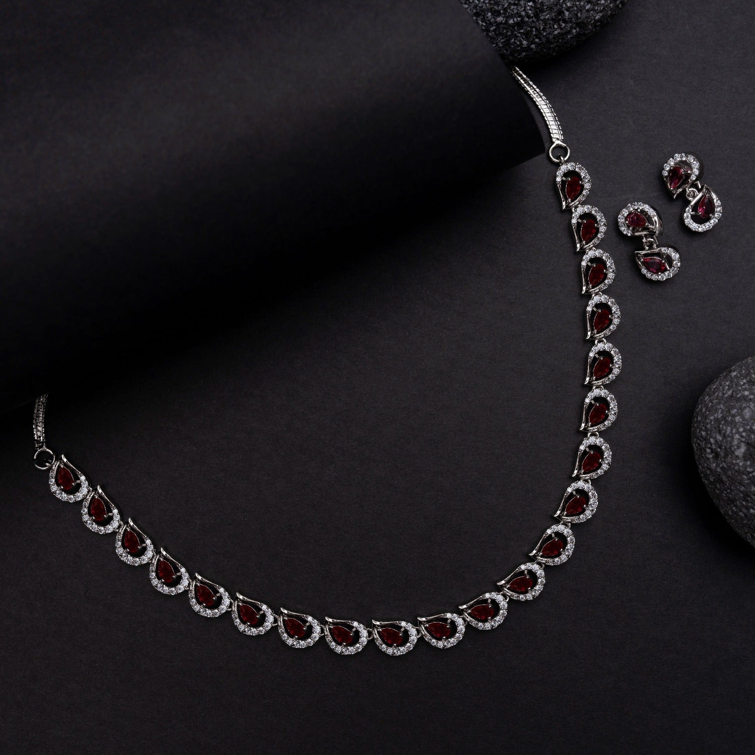 Petaline CZ Green Necklace Set - Elegant Cubic Zirconia Jewelry for Women | Perfect for Parties, Weddings & Special Occasions