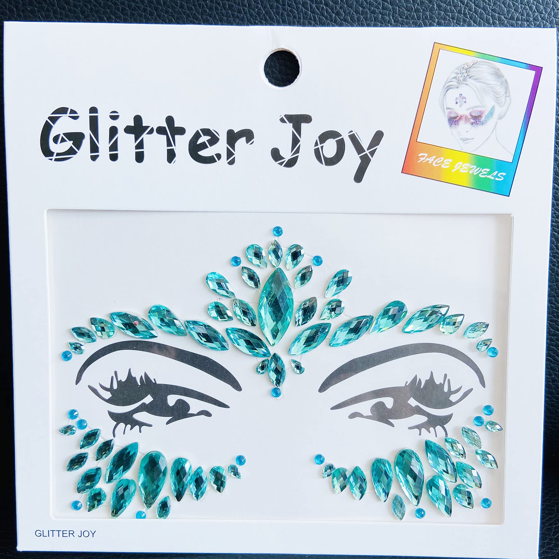 Face Gems Tattoo Stickers - 4 Pack Blue Body Jewels for Women | Festival, Party & Costume Makeup | Temporary Face & Body Glitter Stones for Halloween, Raves & Special Events