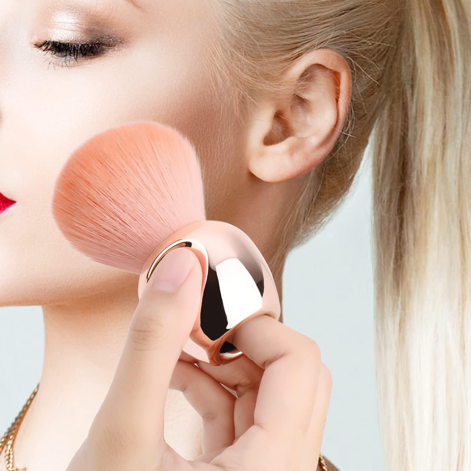 Premium KIRA Round Head Nail Dust Brush - Professional Nail Art Powder Remover & Cleaner for Acrylic, UV Gel, and Dip Powder Nails (Rose Gold) | Perfect for Salon, Home Manicures & Nail Art Enthusiasts