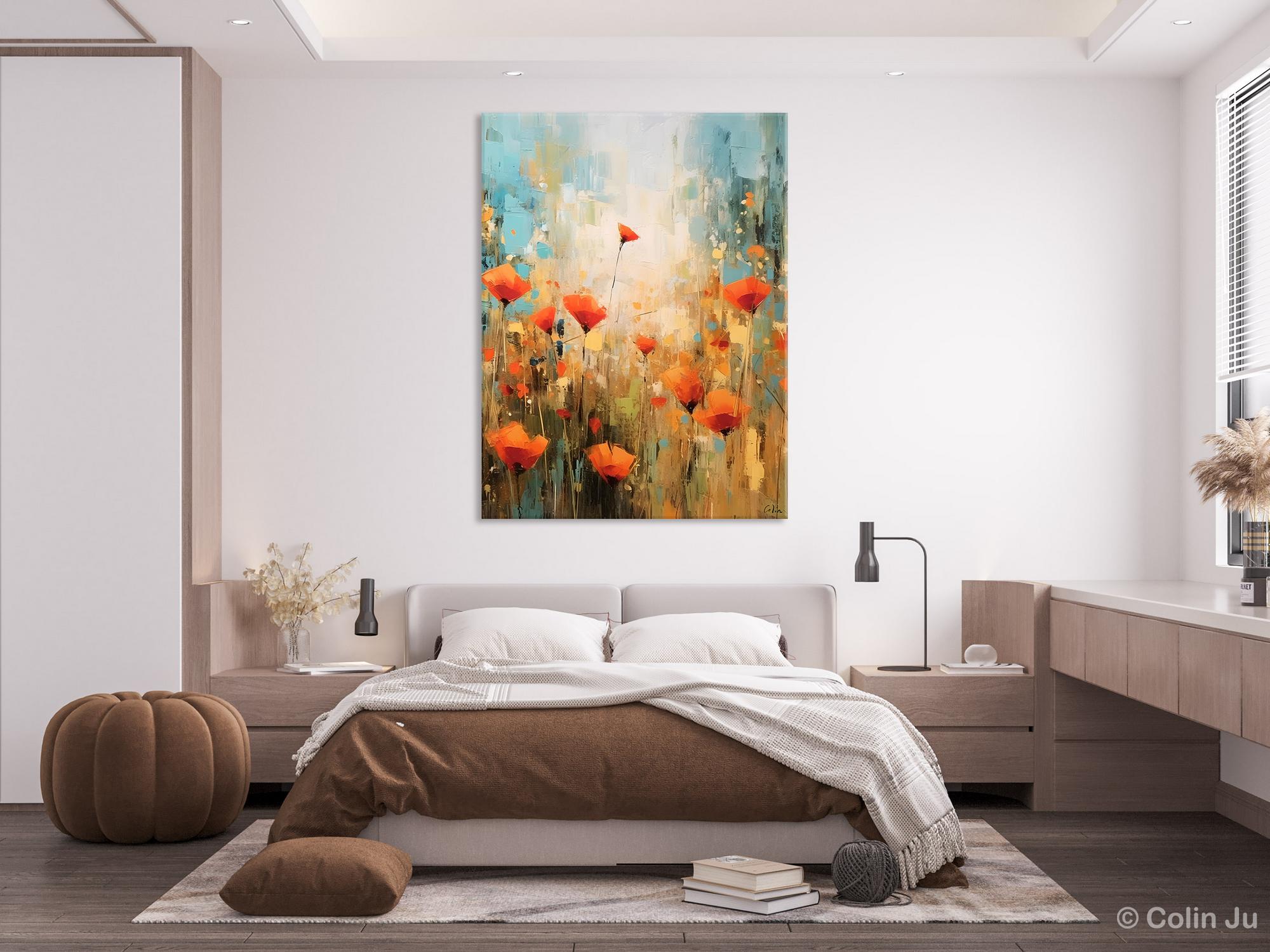 Abstract Flower Acrylic Painting on Canvas - Handmade Modern Wall Art for Bedroom Decor, Living Room & Office | Original Floral Artwork
