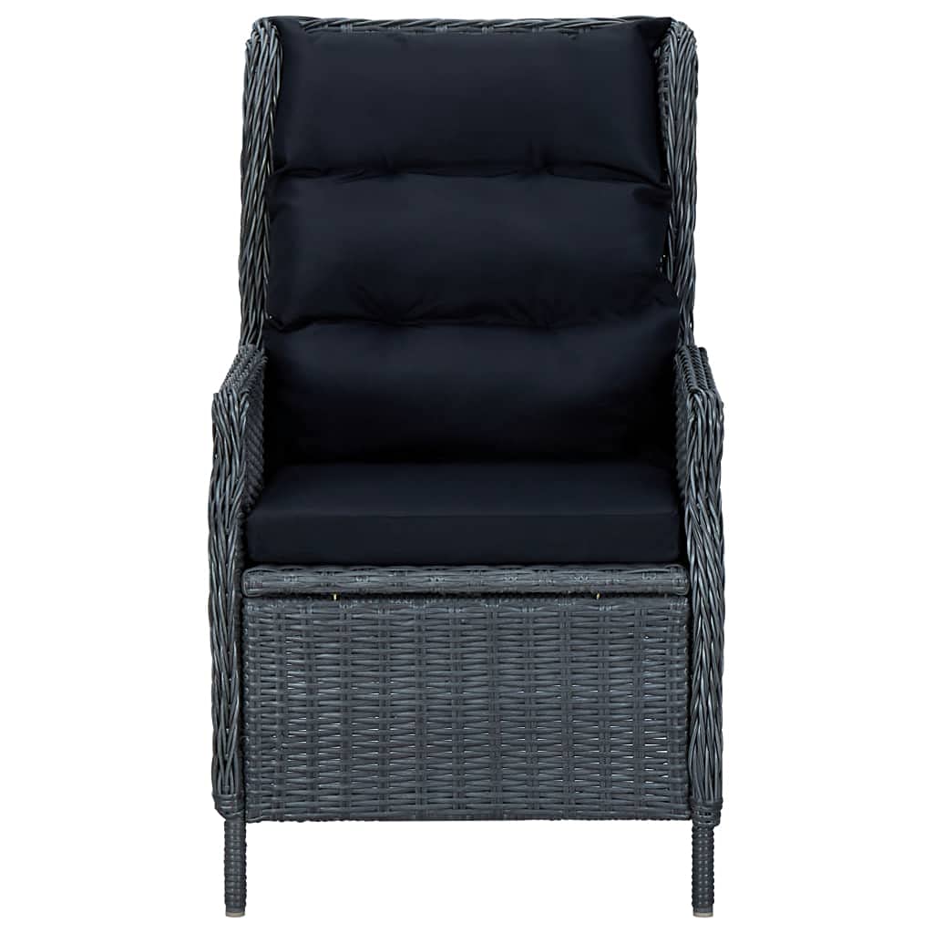 Outdoor Patio Bar Stools Bistro Set - All Weather Wicker Bar Chairs & Table for Garden, Yard, Cafe - Dark Gray Poly Rattan Furniture with Cushions - Perfect for Outdoor Dining, Lounging & Entertaining