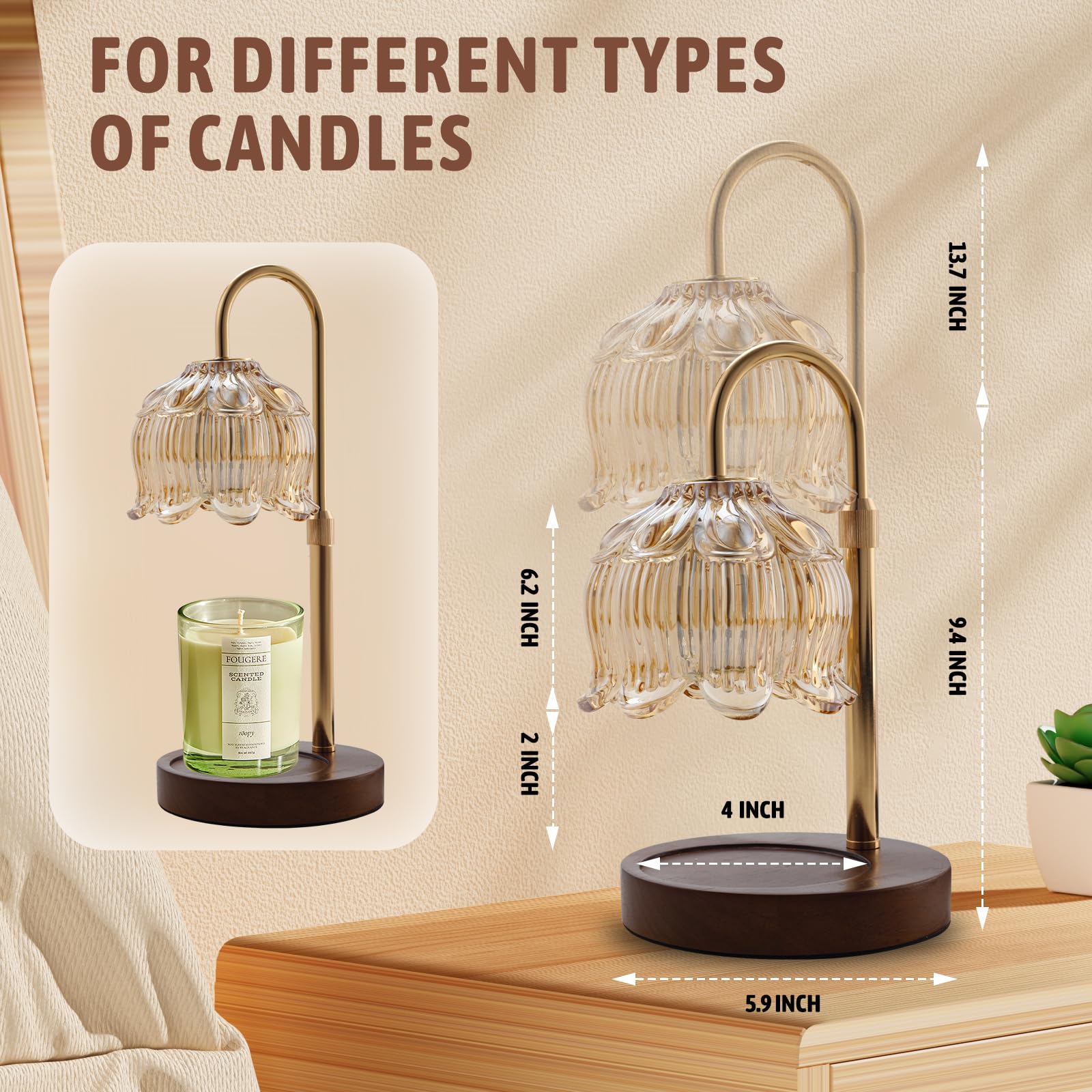 GEEZO Electric Candle Warmer Lamp with Timer & Dimmer - Aromatherapy Fragrance Wax Melter for Home, Bedroom, Office | Perfect Christmas, Birthday, Housewarming Gift for Women, Mom, Friends | Creates Cozy Ambiance for Relaxation, Meditation & Romantic Nights