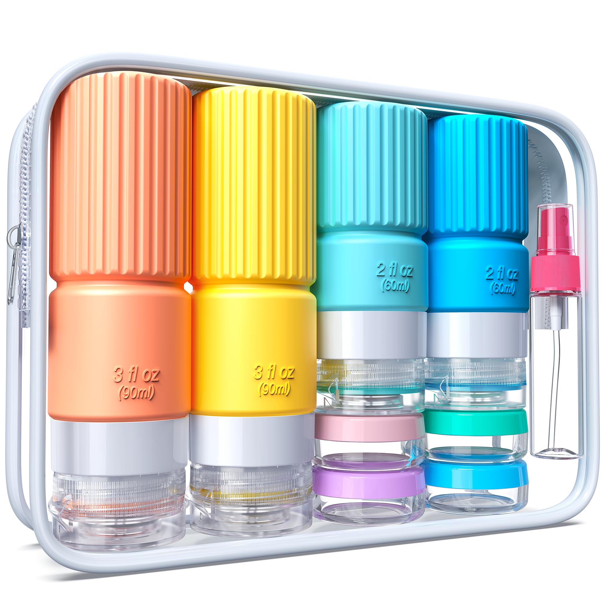 18 Pack TSA Approved Silicone Travel Bottles Set - Leak Proof Refillable Containers for Shampoo, Conditioner & Toiletries | Perfect for Air Travel, Gym & Vacation Essentials