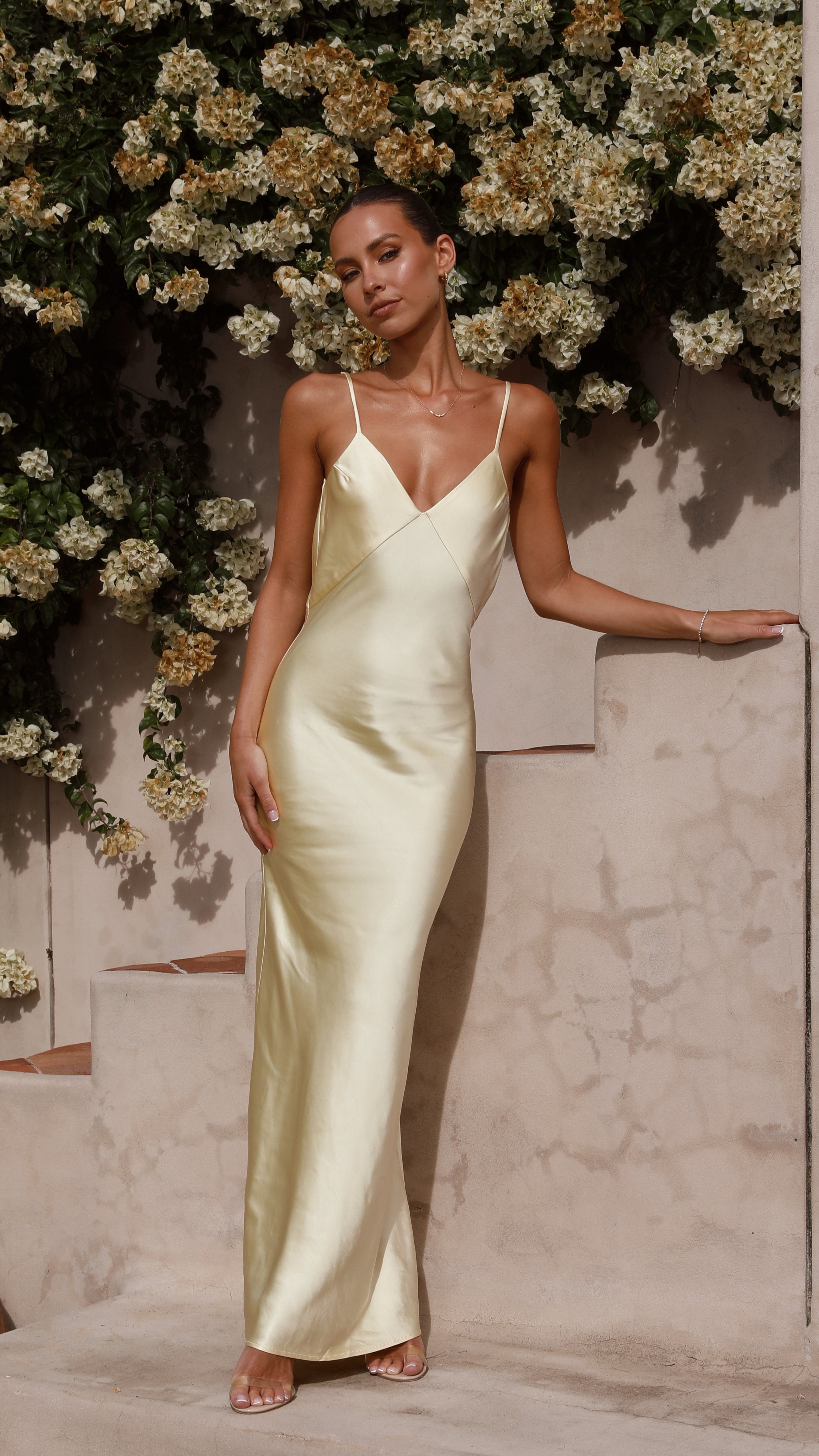 Gisella Women's Maxi Dress in Yellow - Elegant Flowy Long Dress for Summer Beach, Vacation, and Casual Wear