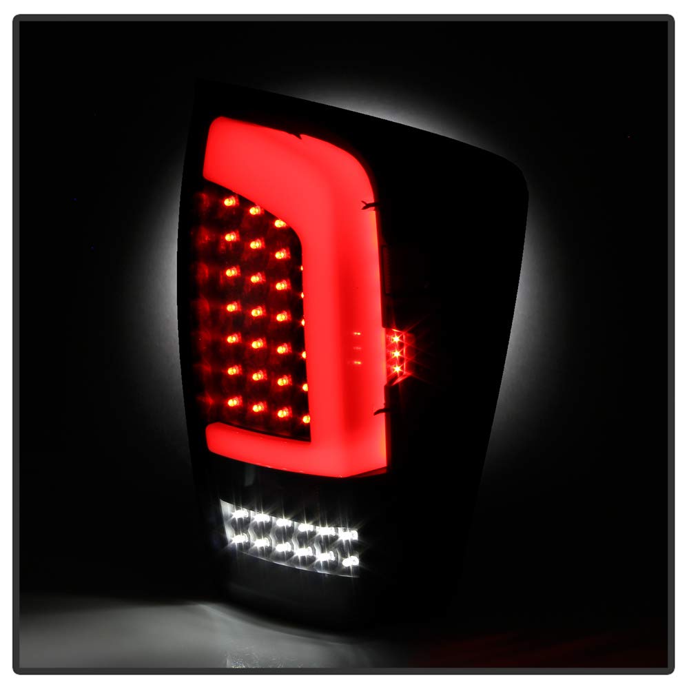 ACANII LED Tail Lights for 2016-2021 Toyota Tacoma - Black Full LED Tube Brake Light Assembly Pair (Left+Right) - Durable Onyx Black Design for Enhanced Night Visibility & Style Upgrade