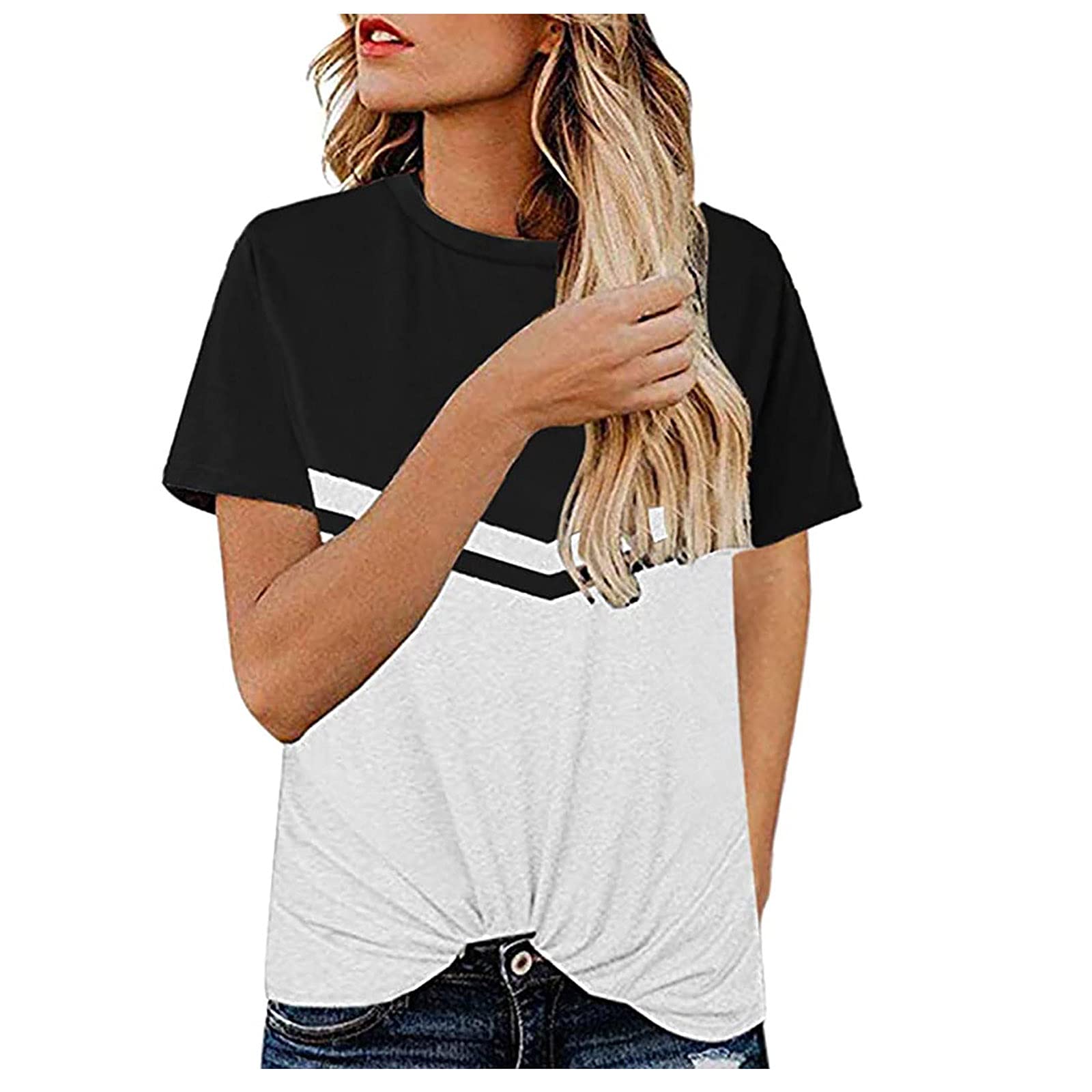 Women's Summer Crewneck Short Sleeve Lightweight Casual T-Shirt Blouse Top - Perfect for Beach Outings, Travel & Everyday Wear