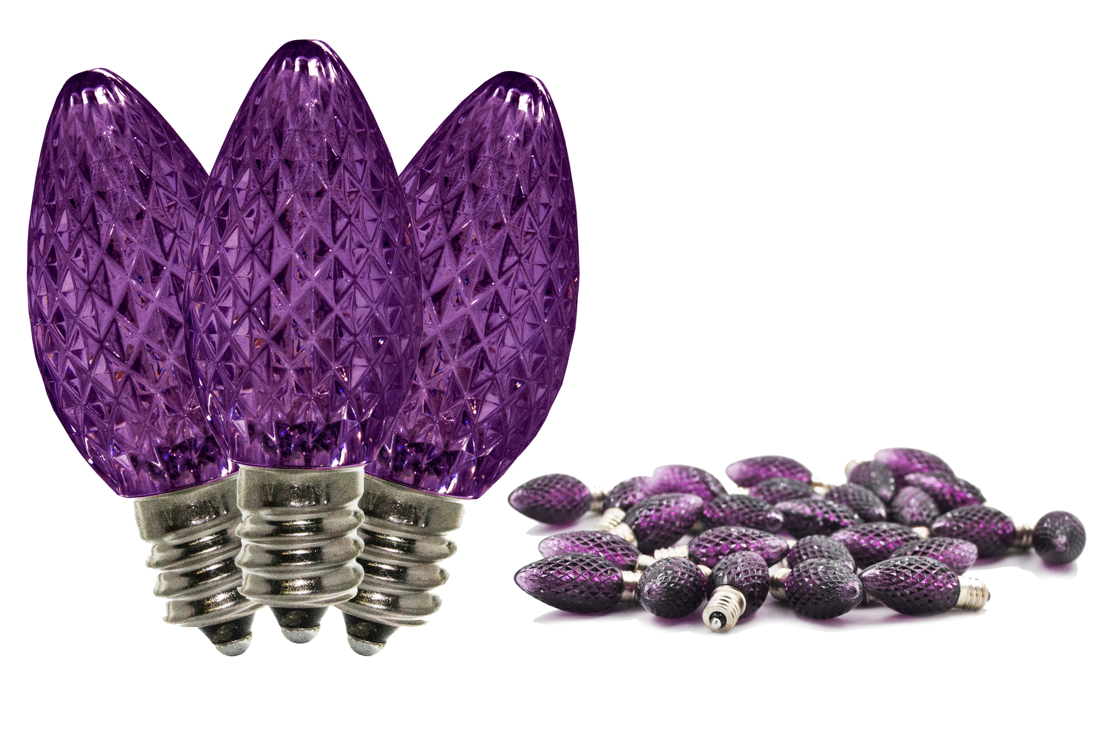 25 Pack C7 Purple SMD LED Retrofit Replacement Bulbs - Energy Efficient Holiday & Christmas Light Bulbs for Indoor/Outdoor Decor