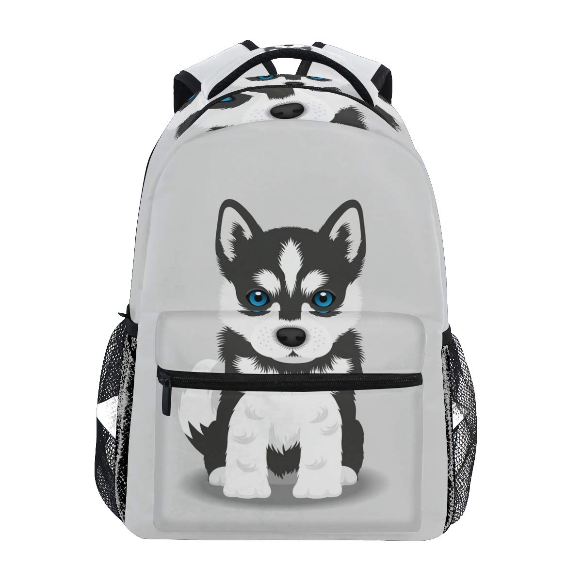 Wamika Siberian Husky Puppy Backpack for Kids, Women & Men - Cute Dog Design Laptop Backpack, Casual Book Bag for School, Travel, Camping & Day Trips