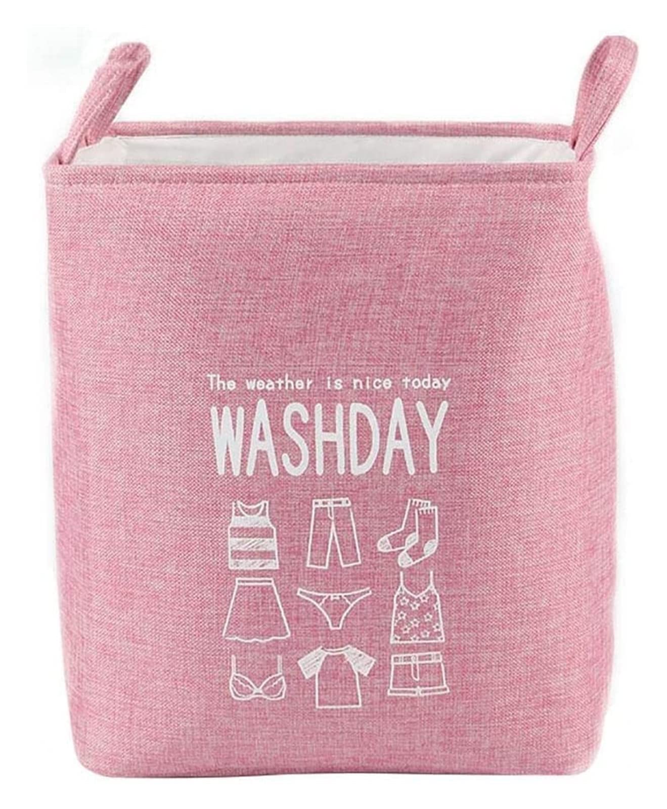 Lieber Lighting Pink Cotton Cloth Storage Basket - Portable Home Organizer for Clothes, Toys & Laundry | Perfect for Bedroom, Nursery & Closet Organization