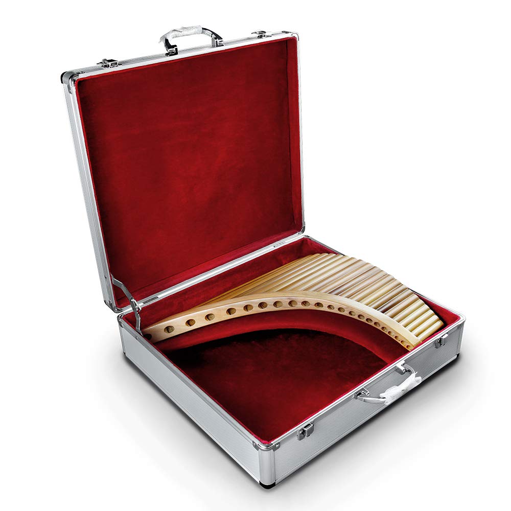 Professional 25-Pipe G Key Pan Flute - Traditional Chinese Musical Instrument | Easy to Learn Panpipes with Brown Finish & Black Leather Bag | Perfect for Beginners, Performances, and Cultural Events (Right-Hand Style with Gift Box)