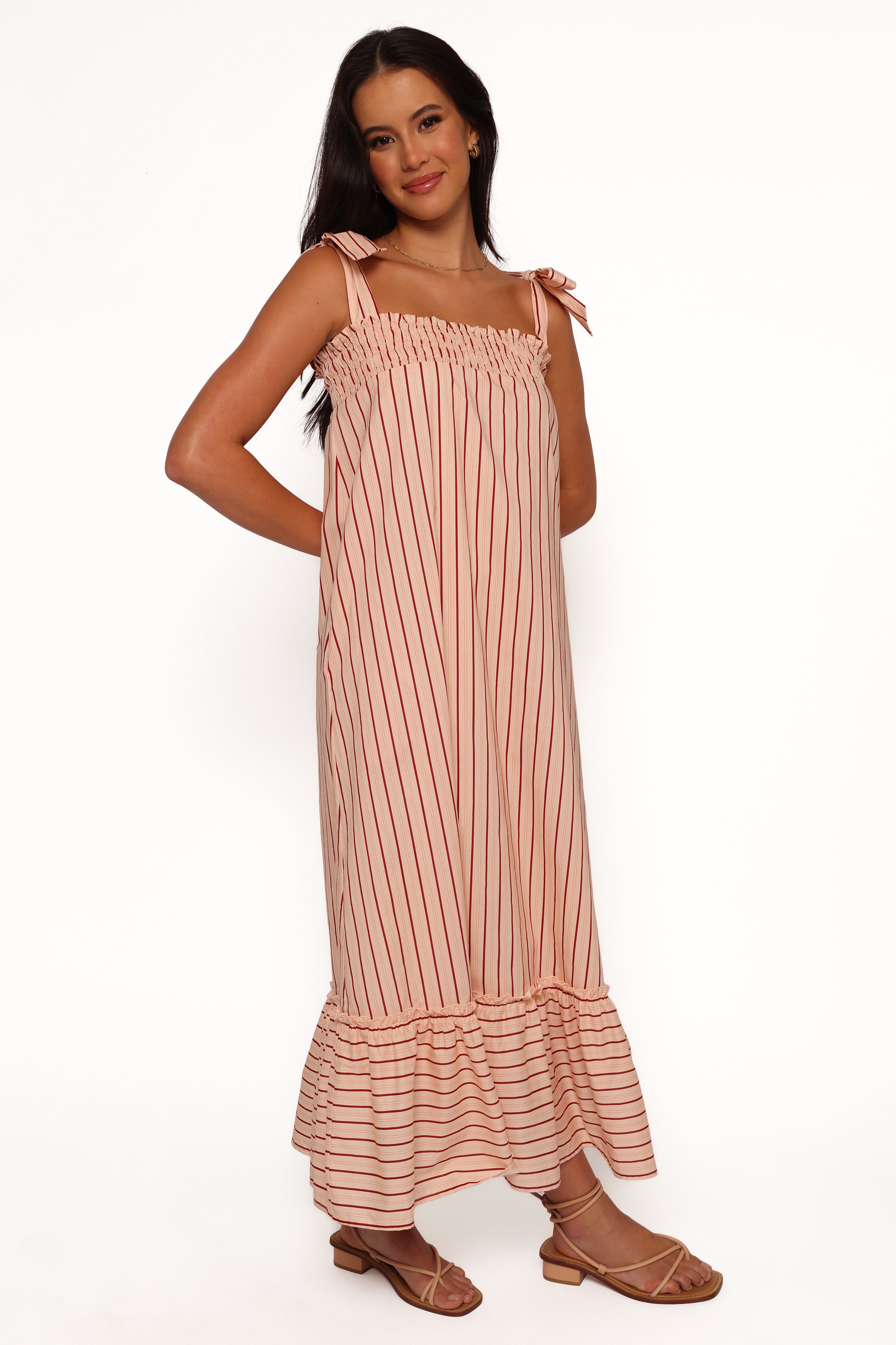 Irina Maxi Dress for Women - Pink Striped Flowy Summer Dress | Beach Wedding, Vacation, Party Outfit