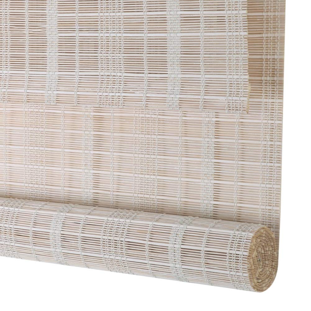 CHAXIA Bamboo Roller Blind Shade Curtain - Natural Light Filtering, Custom Sizes (100x160cm) - Perfect for Balcony, Corridor & Patio - Pastoral Style in 2 Colors (Color B)