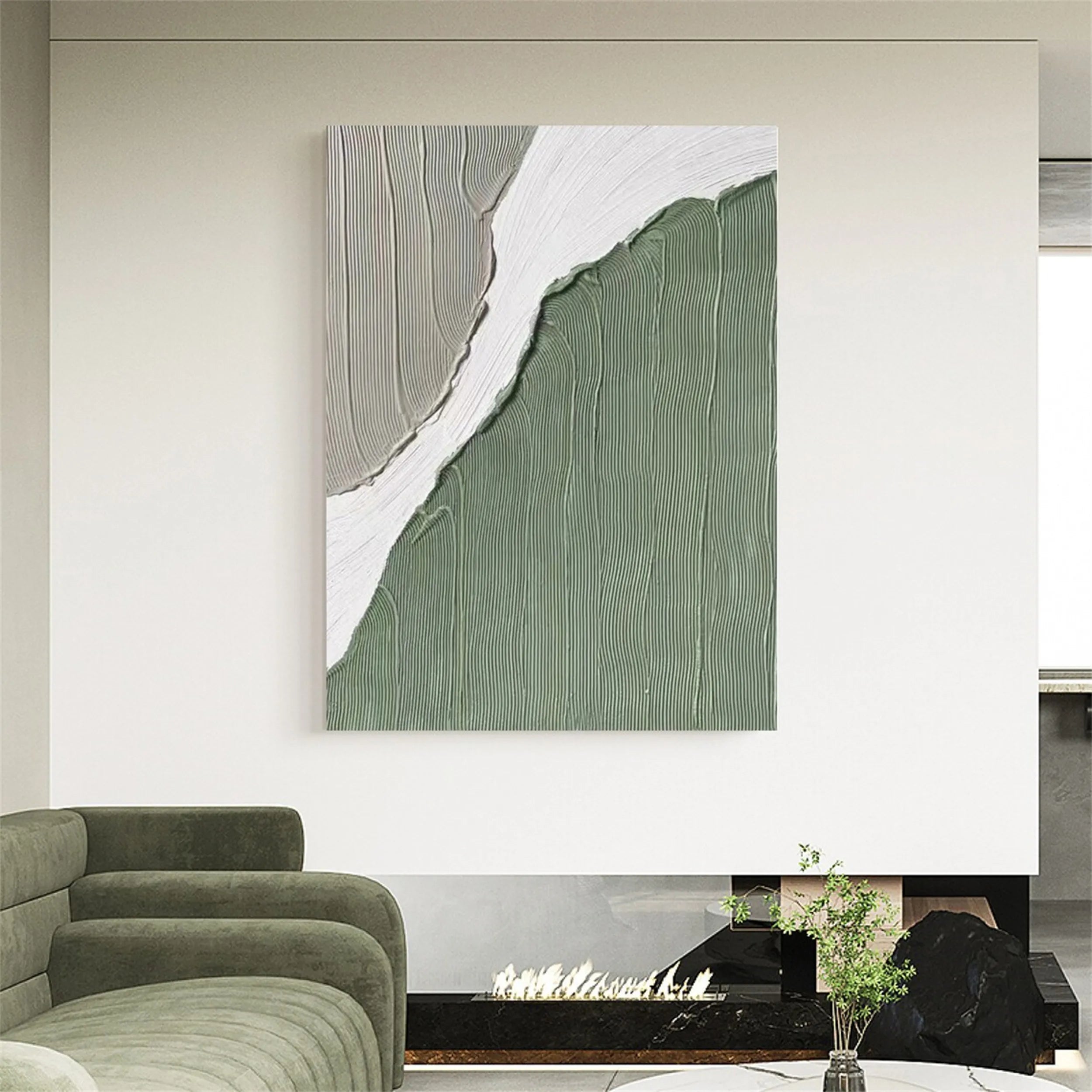 Blue & Green Abstract Wall Art Canvas Print #BG034 - Modern Home Decor for Living Room, Bedroom & Office