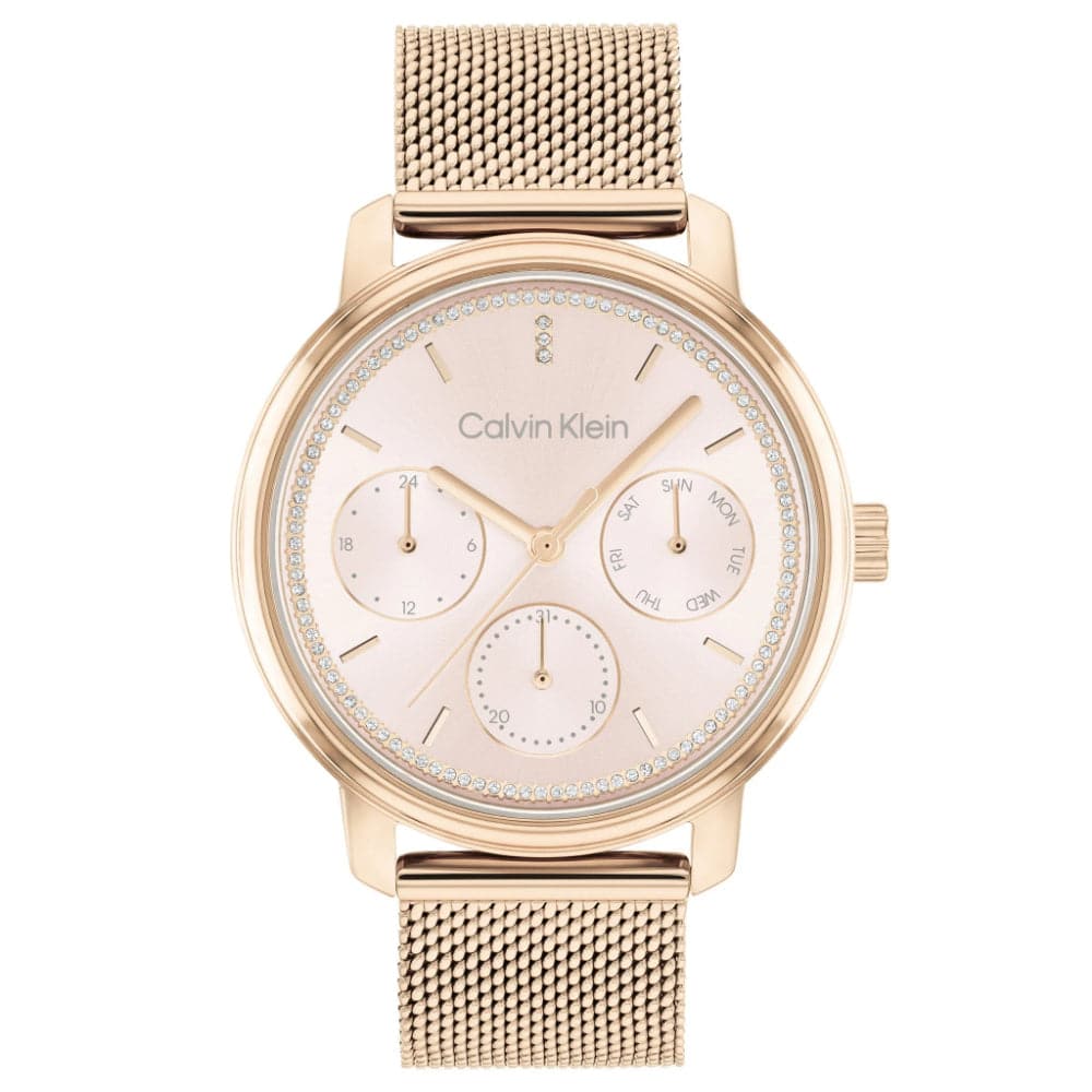 Calvin Klein Women's Chronograph Watch with Rose Gold Milanese Strap 25200179 - Perfect for Office, Date Night & Special Occasions