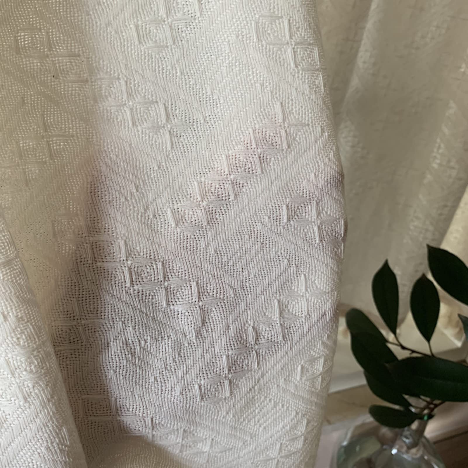 Half Small Short Curtains Valance - Cotton Linen Cafe Kitchen Window Curtains for Coffee Shop & Bistro - Nordic Style Simple Design (100x200cm) - Perfect for Small Windows, Breakfast Nooks & Cozy Dining Areas