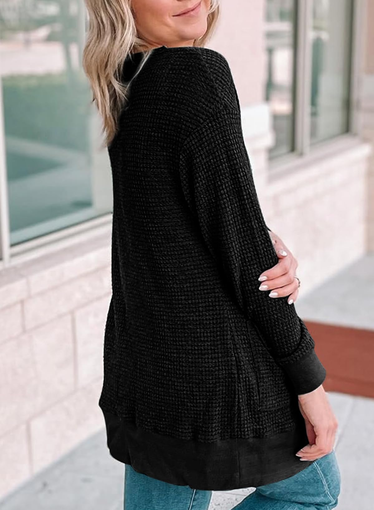 Eytino Women's Plus Size Cardigans (1X-5X) - Casual Long Sleeve Waffle Knit Button Front Open Cardigan for Work, Office & Everyday Wear