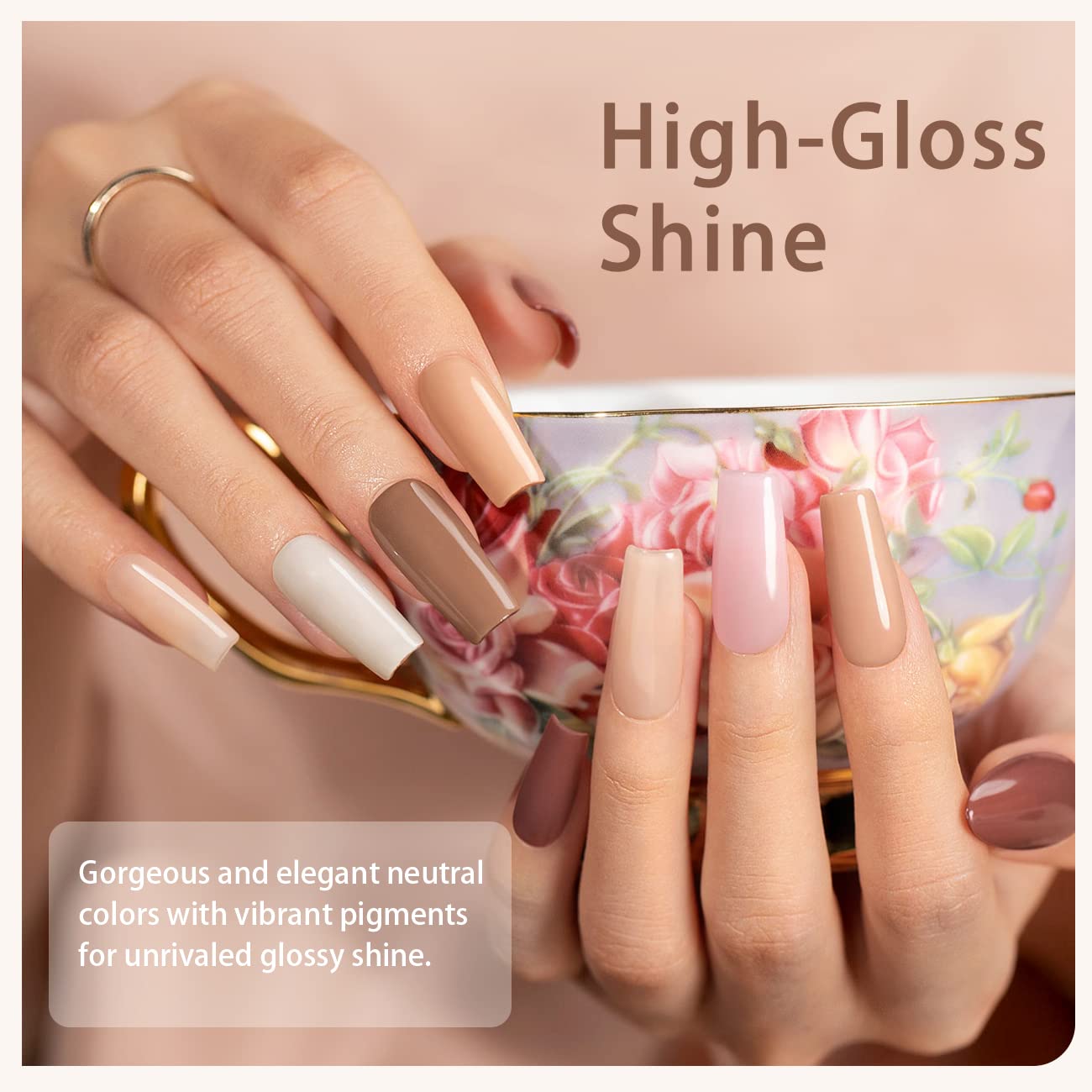 Nude Gel Nail Polish Set - 6 Skin Tone Colors (7.5ml) | Clear Pink, Coffee, Brown & Beige | Soak Off UV/LED Gel Polish for Fall Winter Manicures | DIY French Tip Nail Art at Home | Perfect for Professional Salon & Home Use
