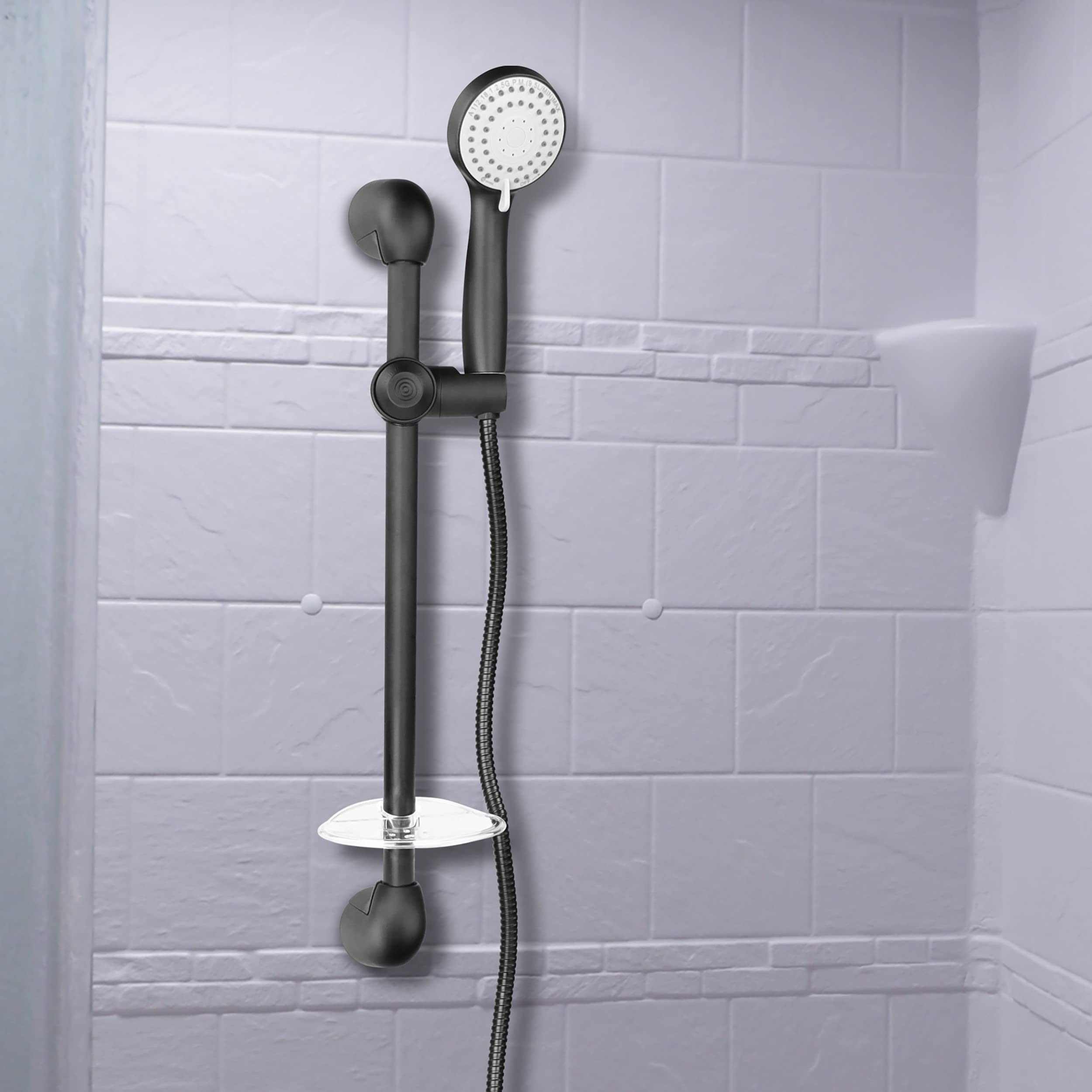 Empire Faucets Matte Black Shower Slide Bar & Adjustable Shower Head Combo - Vertical Shower System for RV, Camping, Tiny Homes & Small Bathrooms - Perfect for Mobile Living & Space-Saving Solutions