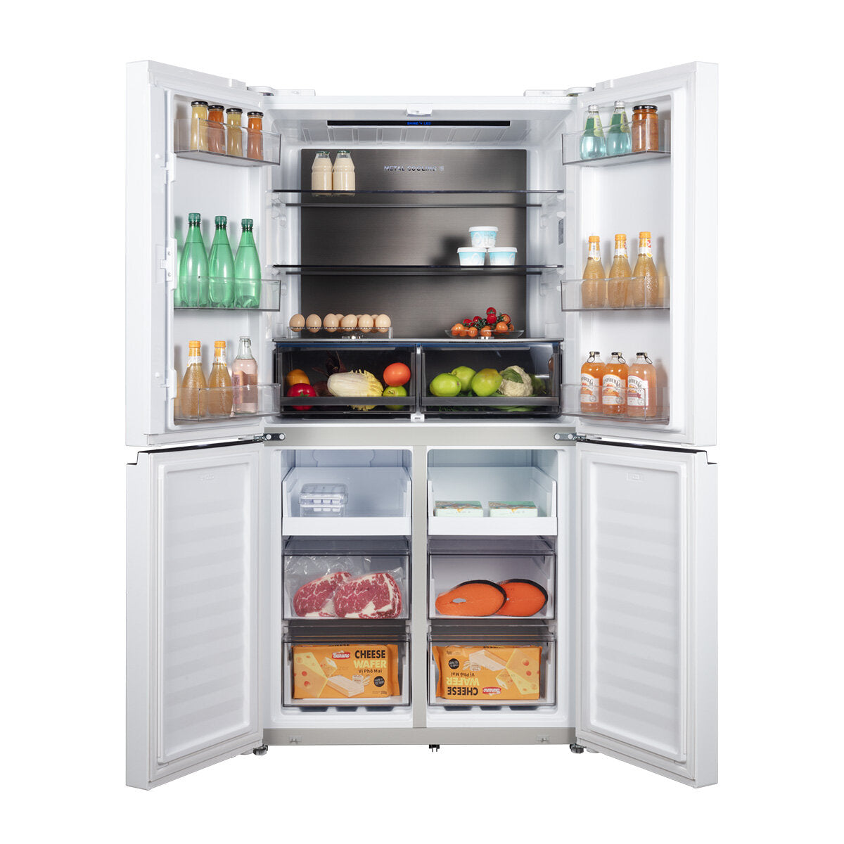 Brand New CHiQ 601L French Door Refrigerator in White - CCD598NWS Model with 5-Year Warranty | Energy Efficient Large Capacity Fridge for Modern Kitchen, Family Home & Restaurant Use