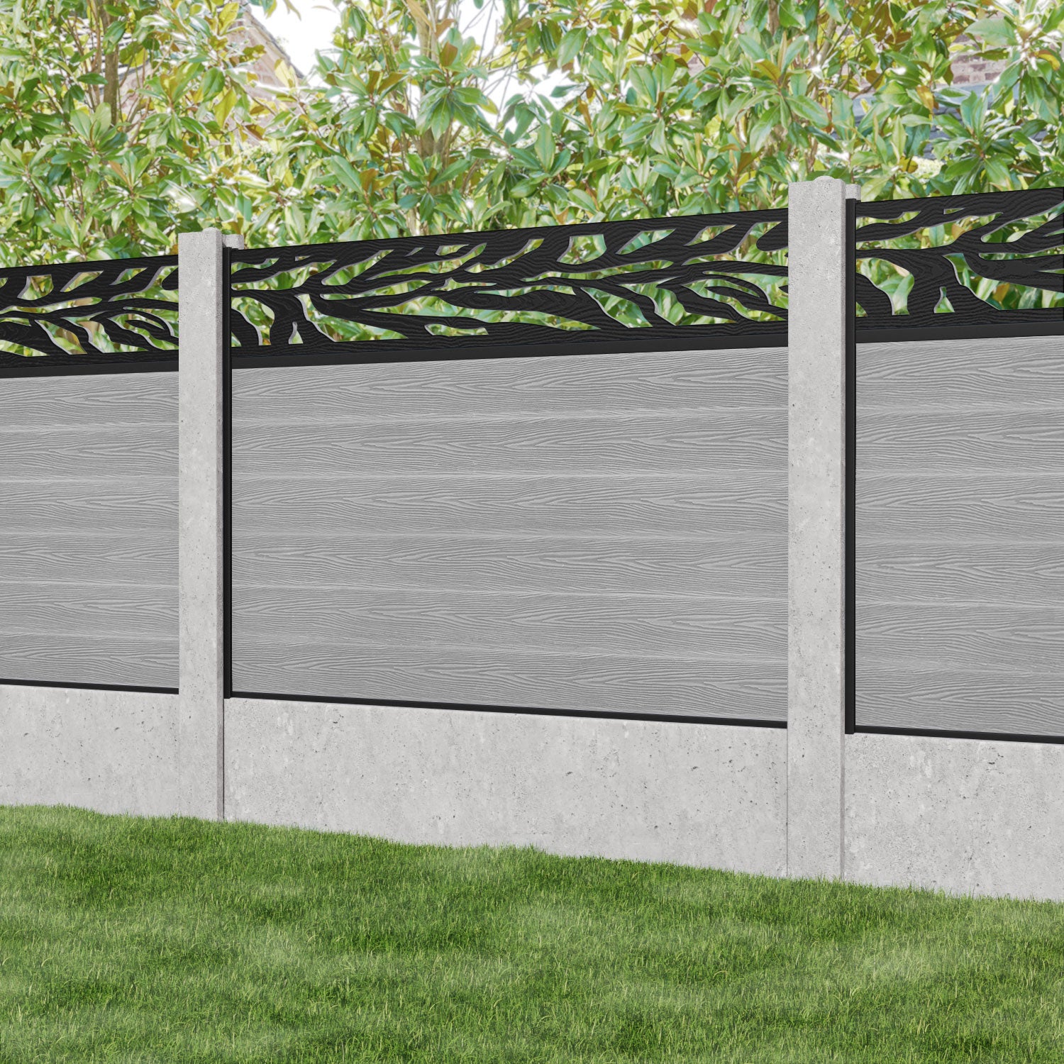 Classic Malawi Fence Panel - Light Grey Color for Concrete Posts | Durable Outdoor Privacy Fence for Backyard, Garden & Pool Areas