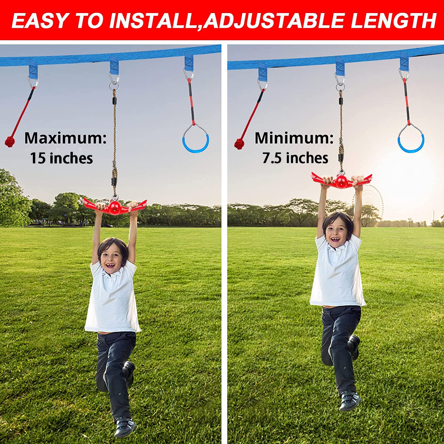 Ninja Twister Swing Spins Set - 360° Rotating Handle Slackline Accessories for Kids | Outdoor Playground & Backyard Ninja Warrior Training Toy (Red) | Perfect for Adventure Parks, Backyard Fun & Kids Fitness Training