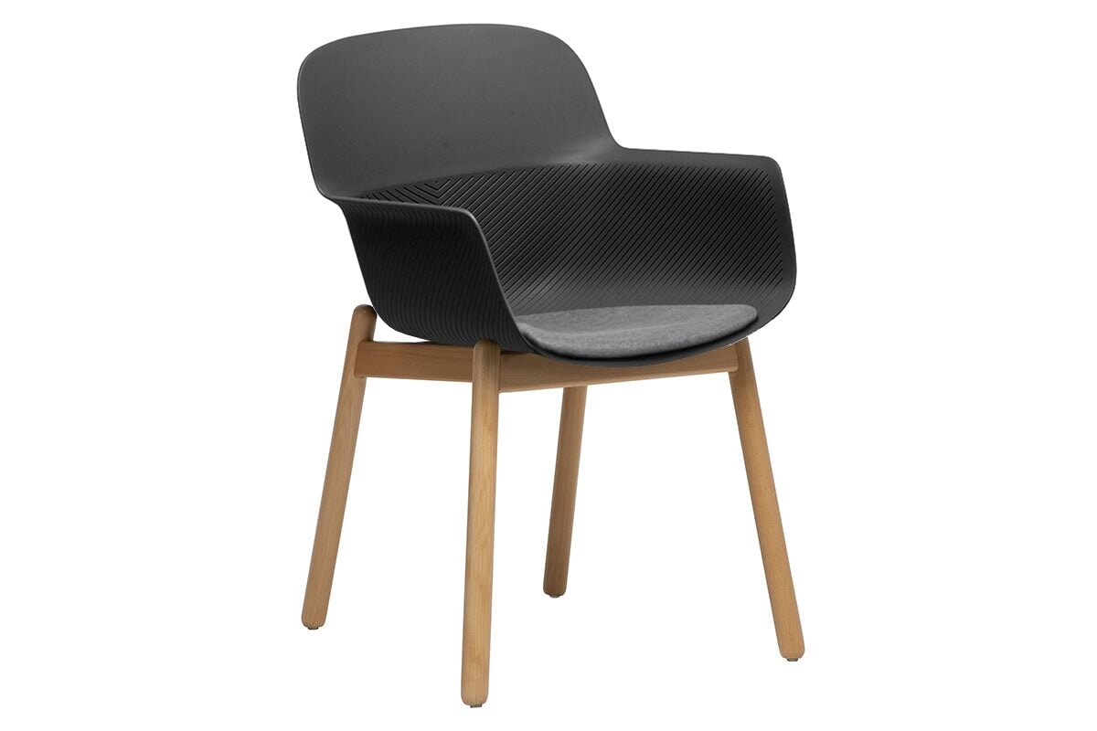 Tommy Tub Plastic Chair with Wooden Leg - Lightweight Outdoor Seating for Patio, Garden, and Poolside Relaxation