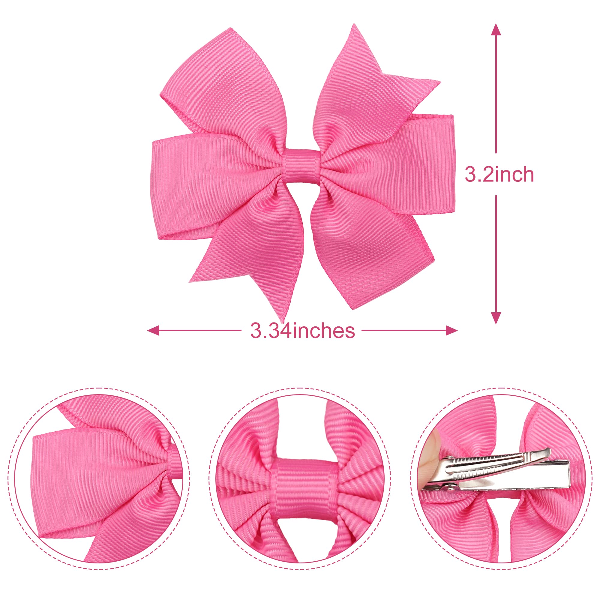 CÉLLOT 40Pcs 3.5 Inch Grosgrain Ribbon Hair Bows with Alligator Clips for Girls, Toddlers & Teens - Perfect for Parties, Weddings, School Events & Daily Hair Accessories
