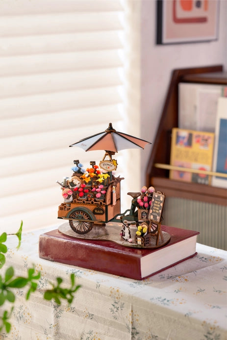 3D Wooden Puzzle Blossom Cart - DIY Wooden Model Kit for Adults & Teens - Creative Home Decor & Gift Idea for Puzzle Lovers - Perfect for Relaxation, Stress Relief & Family Bonding Activities