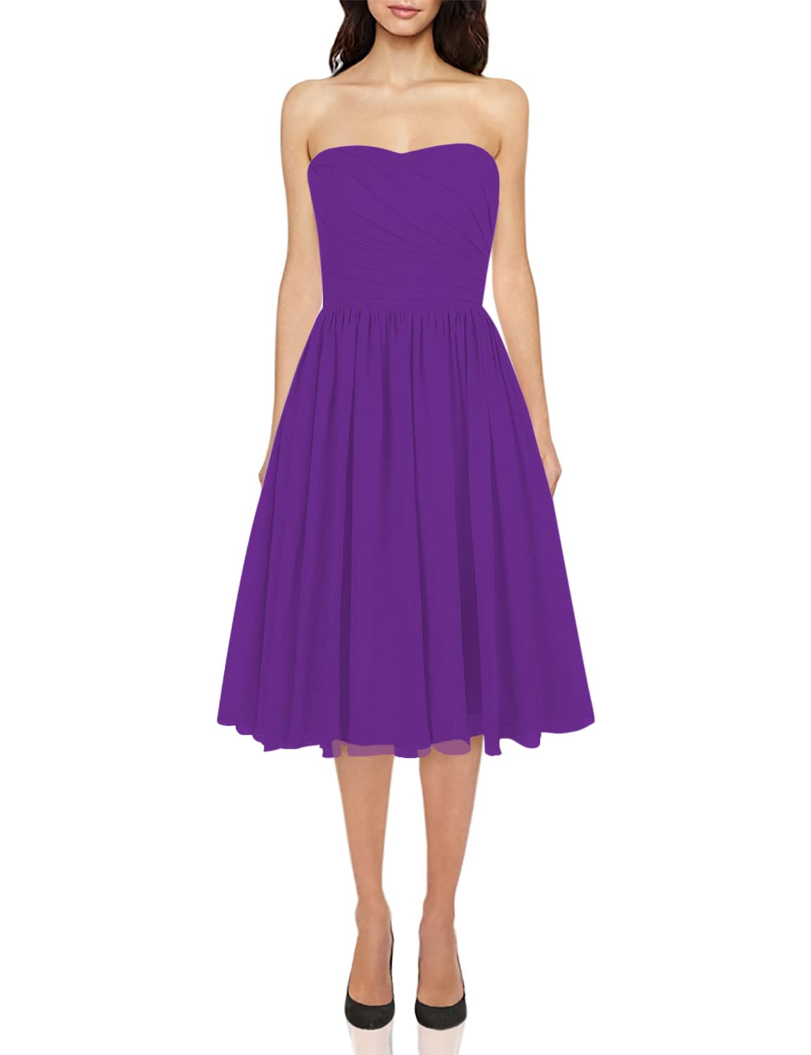 Elegant JAEDEN Short Chiffon Bridesmaid Dresses - Strapless Wedding Guest & Prom Gowns for Women | Perfect for Bridal Parties, Formal Events & Special Occasions