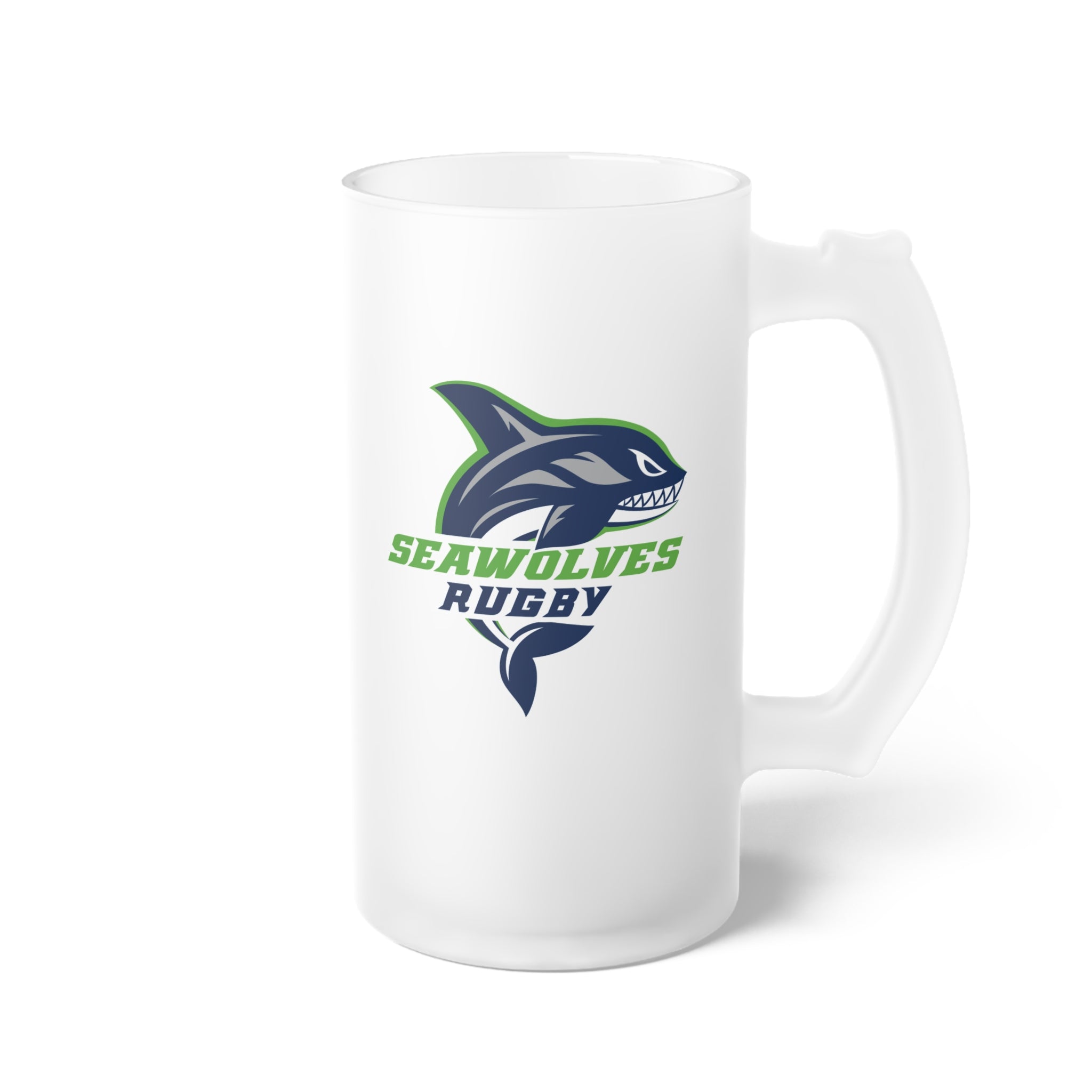 Seawolves Frosted Glass Beer Mug - 16oz Insulated, Durable & Dishwasher Safe - Perfect for Iced Beer, Cocktails & Home Bar Decor